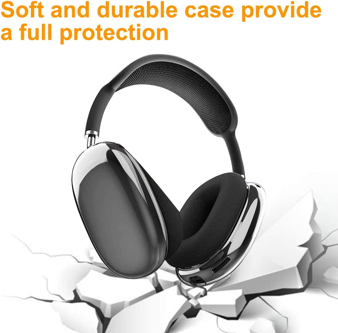 Valkit Compatible with Airpods Max Case Cover, Clear Soft TPU Protective Headphones Cover Headset Shockproof Full Case for Airpods Max -Transparent  VKT   