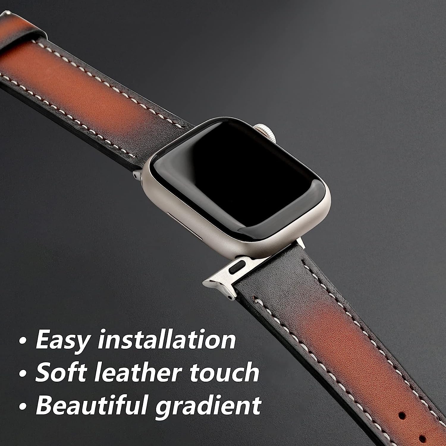 Deeplus Compatible with Apple Watch Band, Genuine Leather Bands 41Mm 40Mm 38Mm 45Mm 44Mm 42Mm Retro Replacement Strap for Iwatch SE Series 7 6 5 4 3 2 1  deeplus   