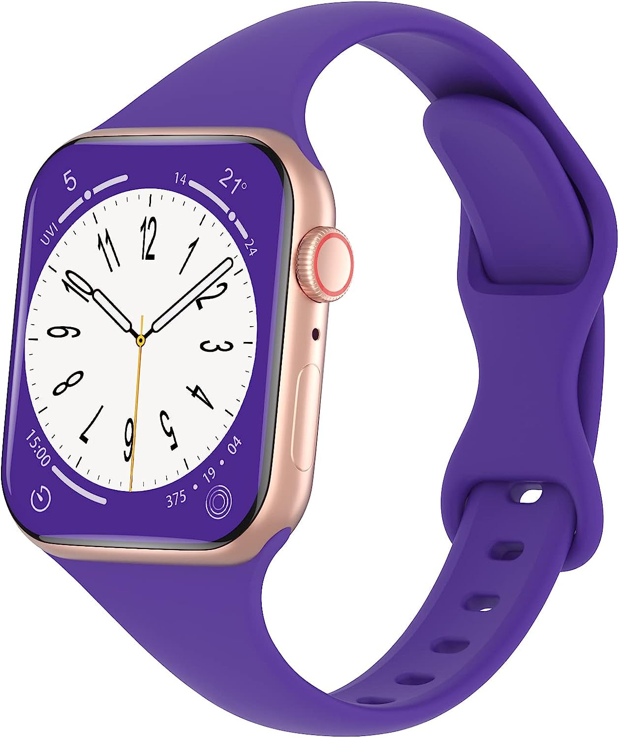 DYKEISS Sport Slim Silicone Band Compatible for Apple Watch Band 38Mm 42Mm 40Mm 44Mm 41Mm 45Mm 49Mm, Thin Soft Narrow Replacement Strap Wristband for Iwatch Ultra Series 8/7/SE/6/5/4/3/2/1 Women Men  DYKEISS Purple 42/44/45/49mm 