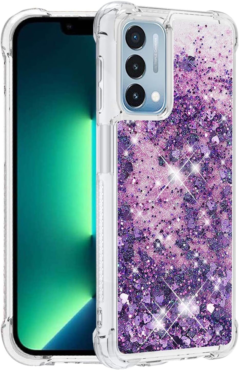 Yarxiawin Comepatible with Oneplus Nord N200 5G Case Glitter Sparkle Gold, Luxury Oneplus Nord N200 5G Phone Case Silicone Shiny Bumper Protective Case Anti-Scratch Cover (Blue)  Yarxiawin Purple  