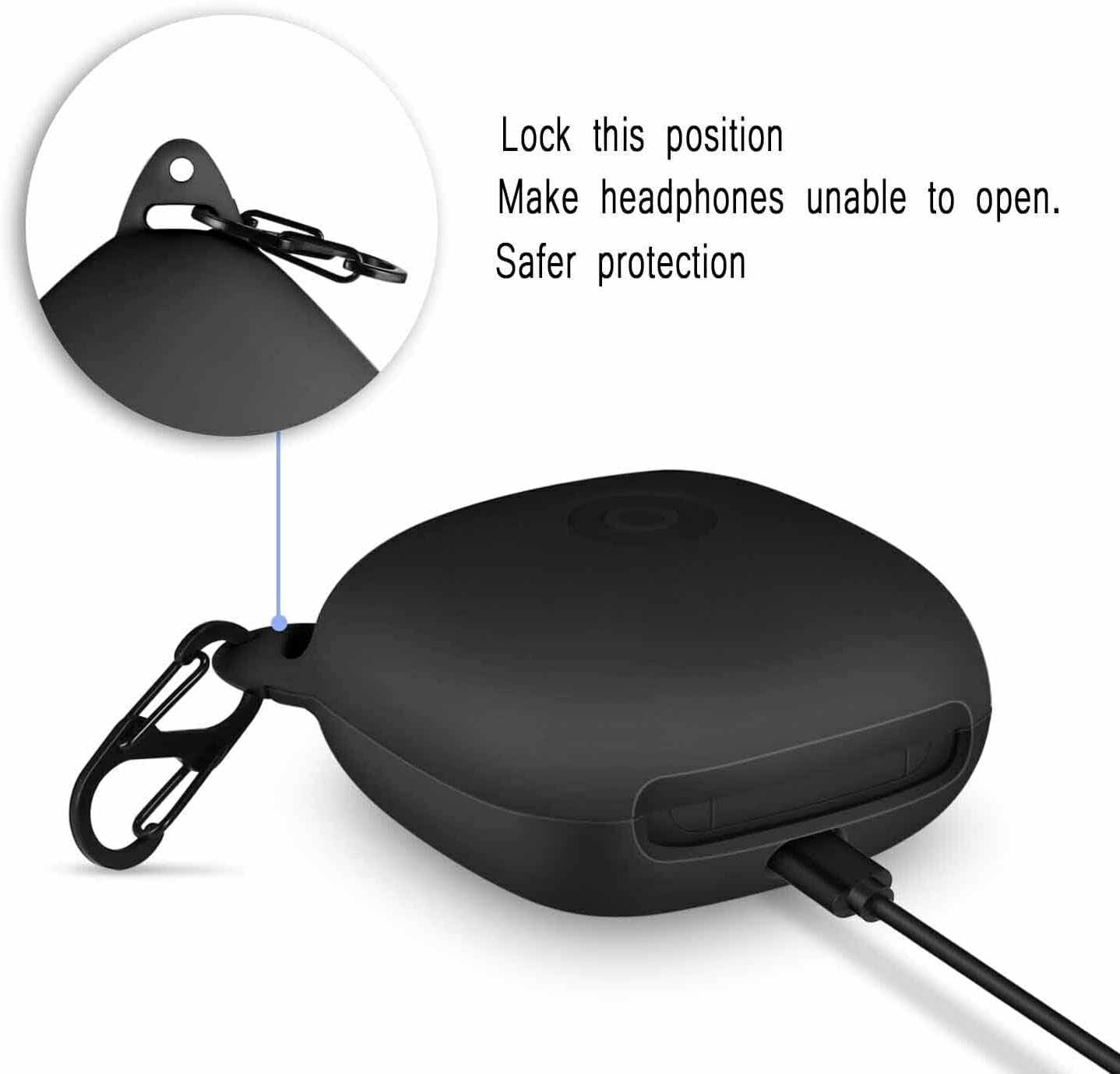 Fastsun Earphone 360° Protective Cover Silicone Case with Keychain Compatible with Beats Powerbeats Pro (Black)  Fastsun   