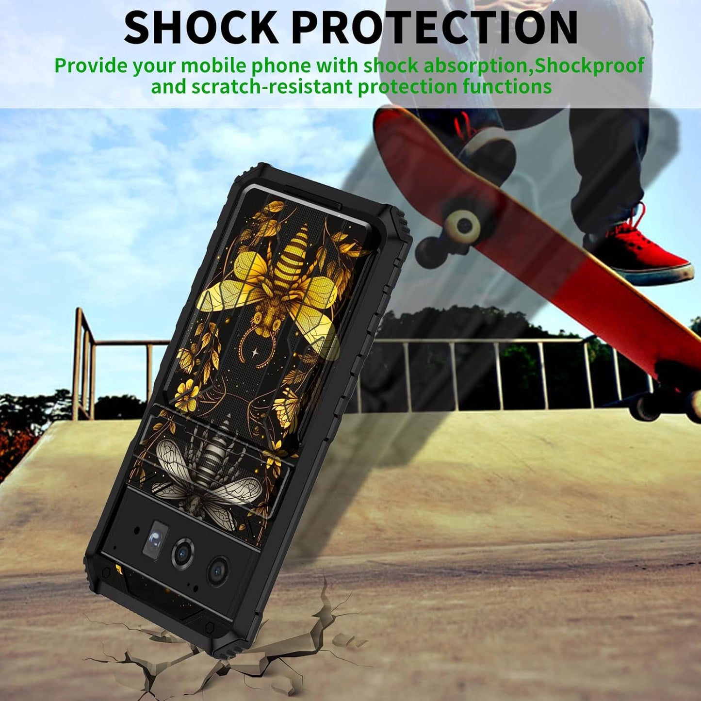 CGFGHHUY for Google Pixel 6 Pro Case for Pixel 6 Pro Wallet Case with Credit Card Holder & Kickstand Dual Layer Hard PC Soft TPU Protective Case for Google Pixel 6 Pro 6.7 Inch 2021 - Moth Moon Sun  CGFGHHUY   