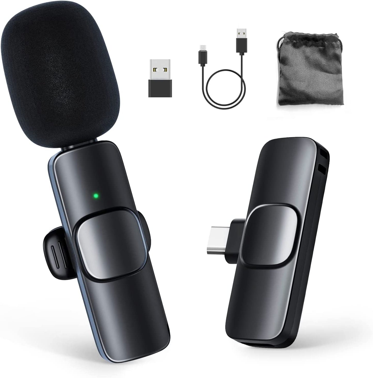 Moman Wireless USB Microphone, CP1(C) 2.4Ghz Wireless Lavalier Microphone & 1 Transmitter and 1 Receiver for Smartphones, Tablets, Laptops (Type-C)  Moman   