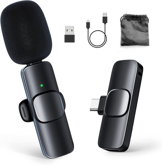 Moman Wireless USB Microphone, CP1(C) 2.4Ghz Wireless Lavalier Microphone & 1 Transmitter and 1 Receiver for Smartphones, Tablets, Laptops (Type-C)  Moman   