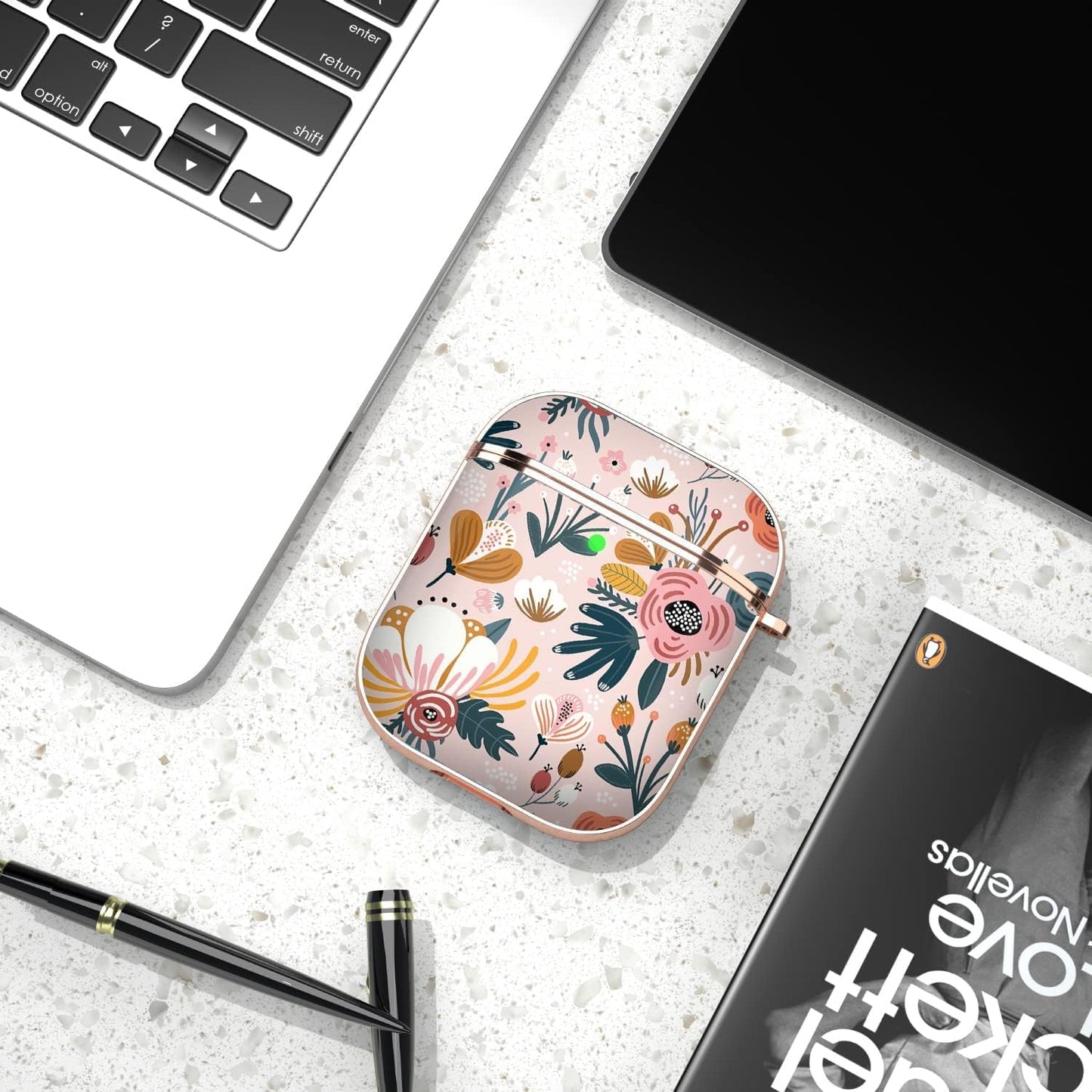 Maxjoy for Airpods Case Cover, Flower Airpod Case Hard Protective Shockproof Cute Air Pod 2 Case for Women Men with Keychain Clip for Airpod 2Nd 1St Generation Charging Case 2&1, Floral  Maxjoy   