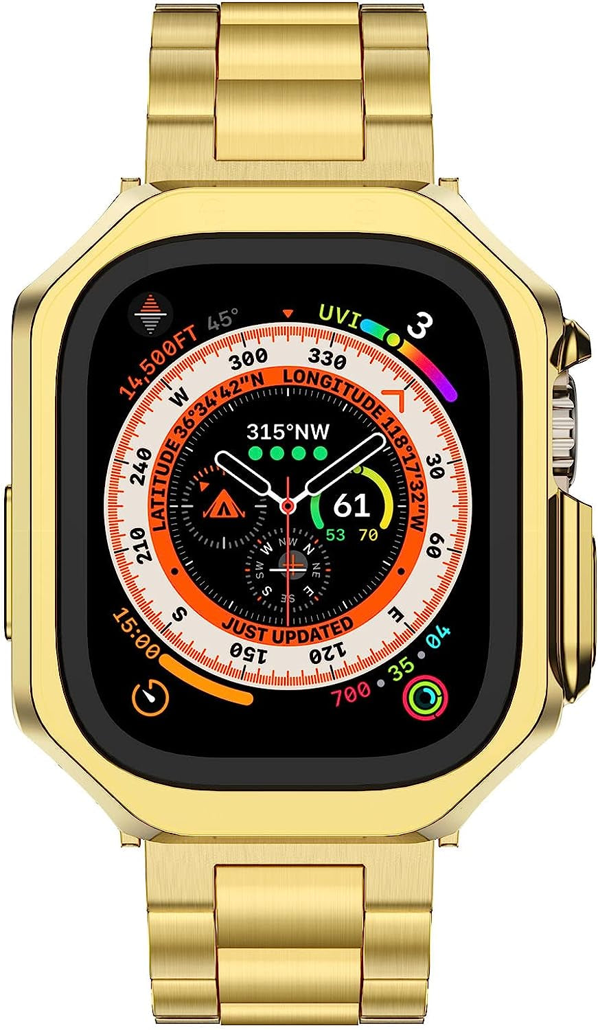 MRYUESG Compatible with Apple Watch Band and Case, Stainless Steel Metal Chain with TPU Cover, Smart-Watch Link Bracelet Strap, Wrist-Band for I-Watch Series 8 7 6 5 4 3 2 1 SE SE2  MRYUESG   