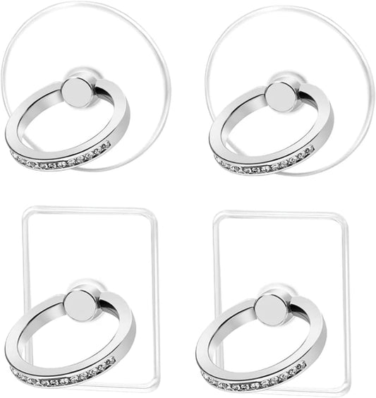 Bling Transparent Phone Ring, 4 Pack Clear Crystal Iphone Ring Holder Grip, Phone Rings for Back of Phone (A6)  threestore   
