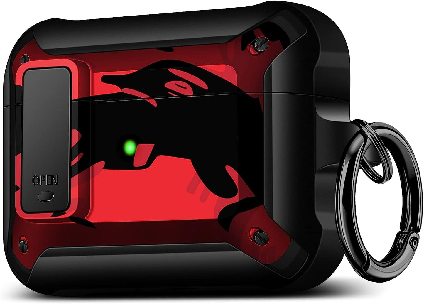 Youtec for Airpods Pro Case Cover for Men with Lock, Military Armor Series Full-Body Airpod Pro Case with Keychain Cool Air Pod Pro Shockproof Protective Case for Airpods Pro 2019,Black  Youtec red black  