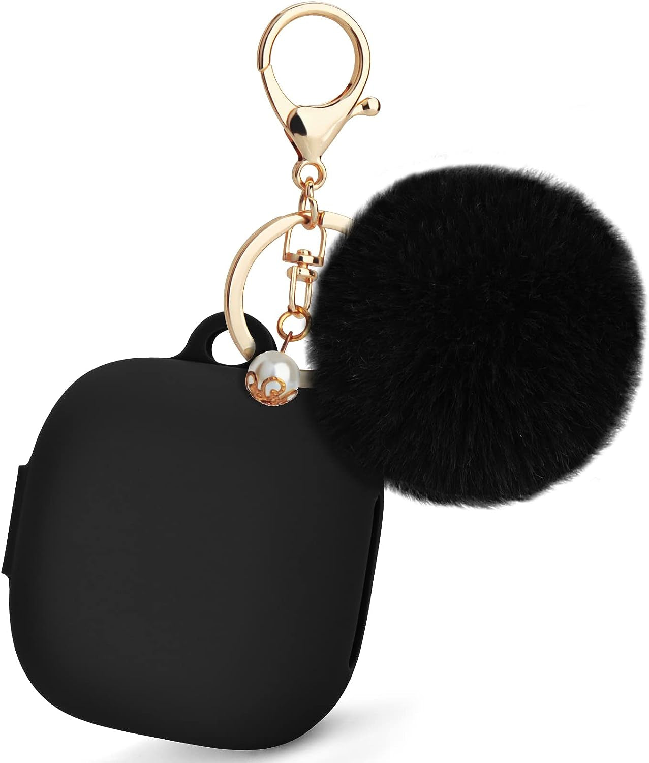 Beats Fit Pro Case Cover, Filoto Silicone Beats Fit Pro Earbuds Case for Women with Cute Pompom Keychain Shockproof Protective Case Accessories (Rose Gold)  Kerle Black  