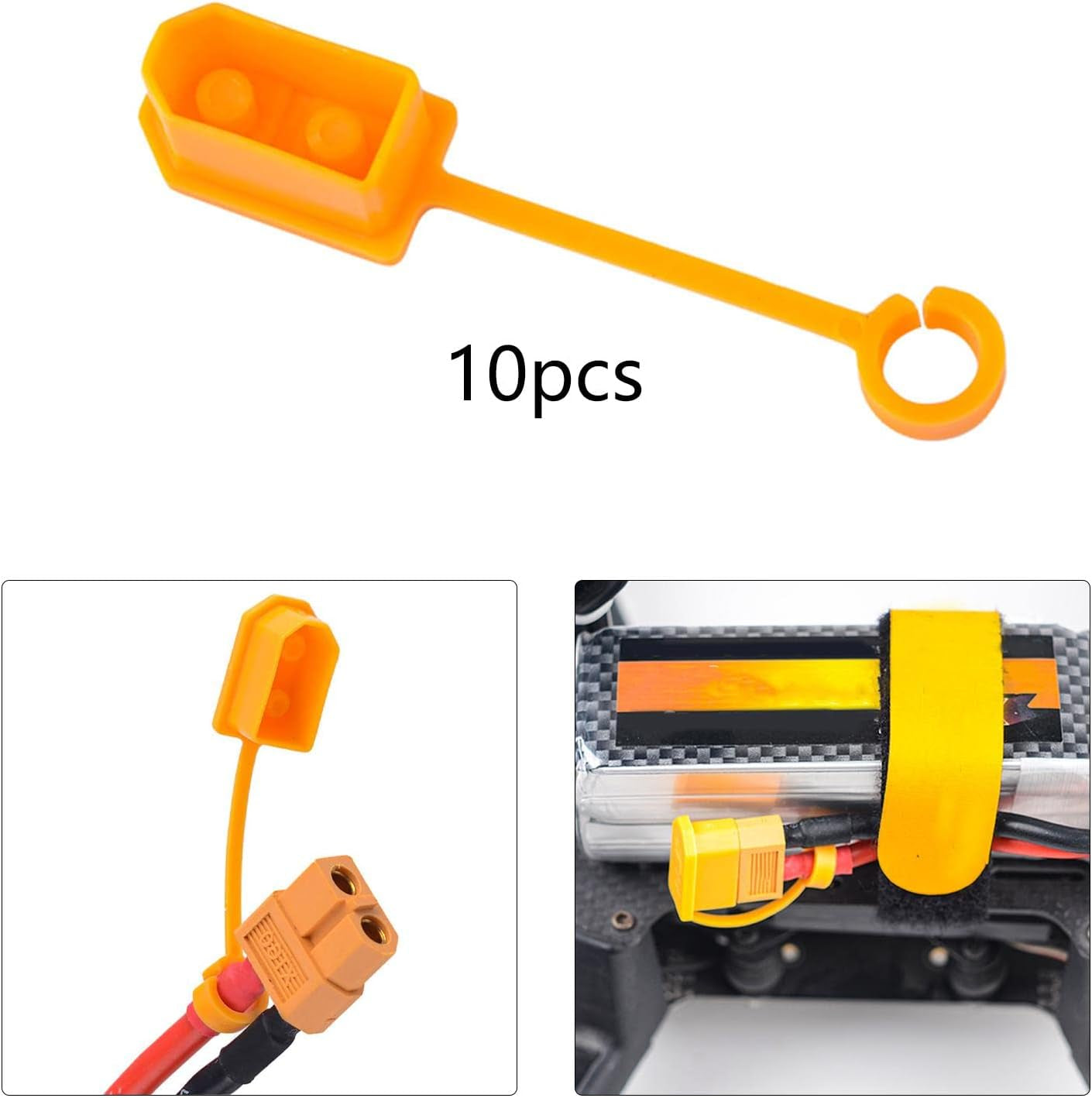 SM Sunnimix 10X XT60 Male Female Plug Dust anti Lost Stopper Protective Cover anti for XT60 Plug, Yellow  SM SunniMix   