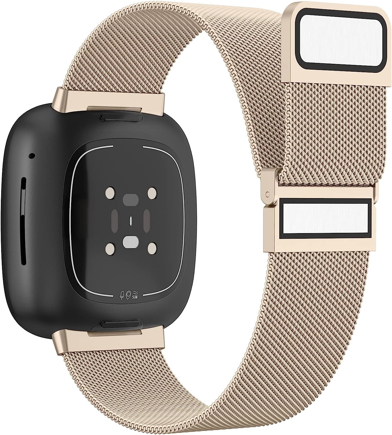 Tobfit Bands Compatible with Fitbit Versa 4/Fitbit Sense 2 & Fitbit Versa 3/Sense Watch Band for Women Men, Stainless Steel Metal Mesh Magnetic Wristband Replacement for Fitbit Versa 4/3 & Sense 2/1 Smartwatch  Tobfit Champagne Gold  