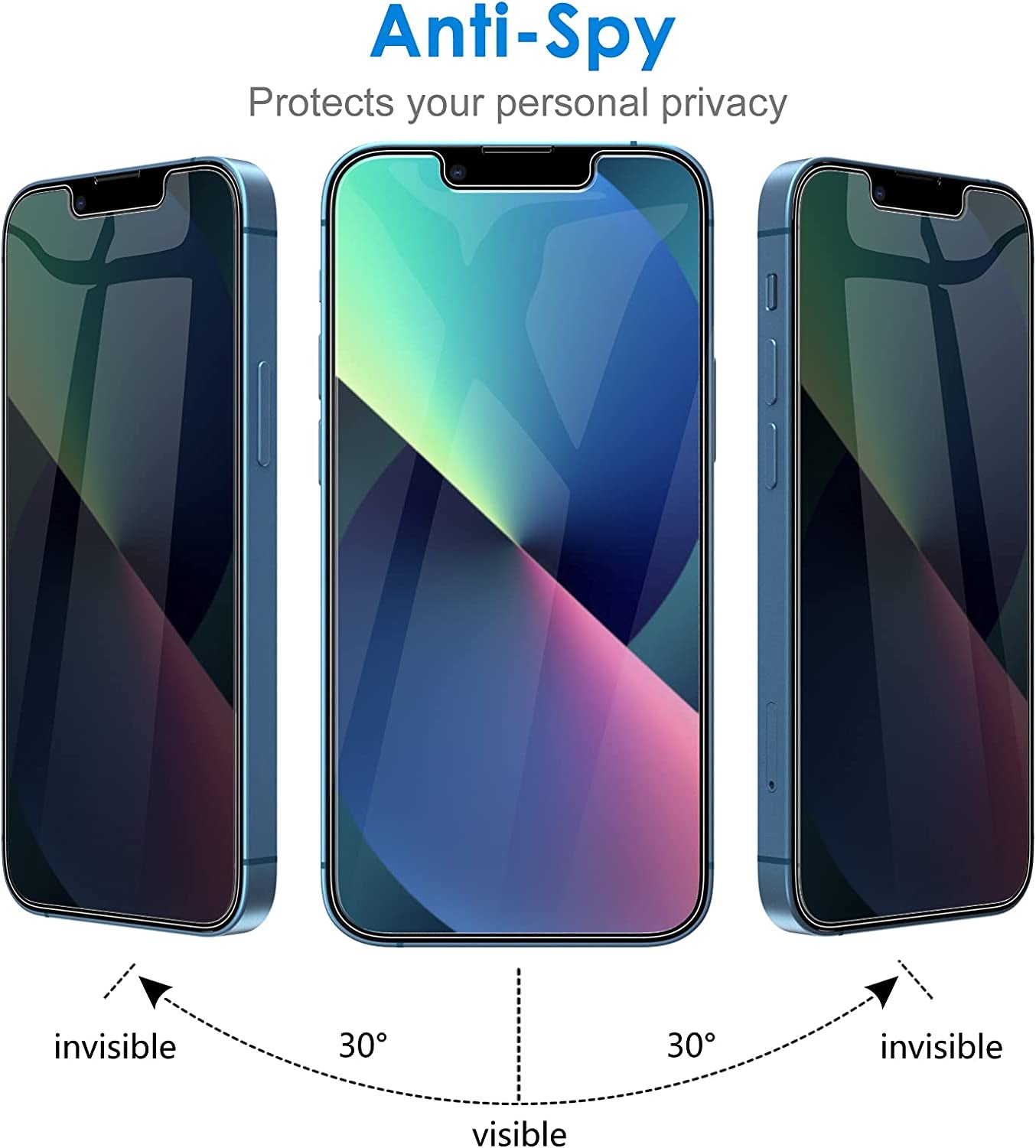 Jetech Privacy Screen Protector for Iphone 13/13 Pro 6.1-Inch, anti Spy Tempered Glass Film, 2-Pack  JETech   