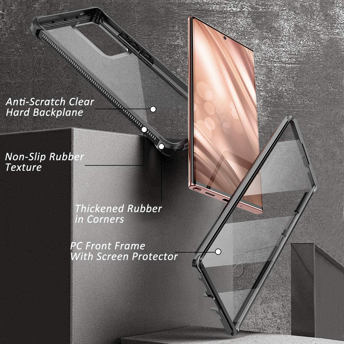 Dexnor for Galaxy Note 20 Ultra Case with Screen Protector Clear 360 Full Body Rugged Protective Shockproof Hard Back Cover Heavy Duty Defender Bumper for Samsung Note 20 Ultra 5G 6.9" - Black  Dexnor   