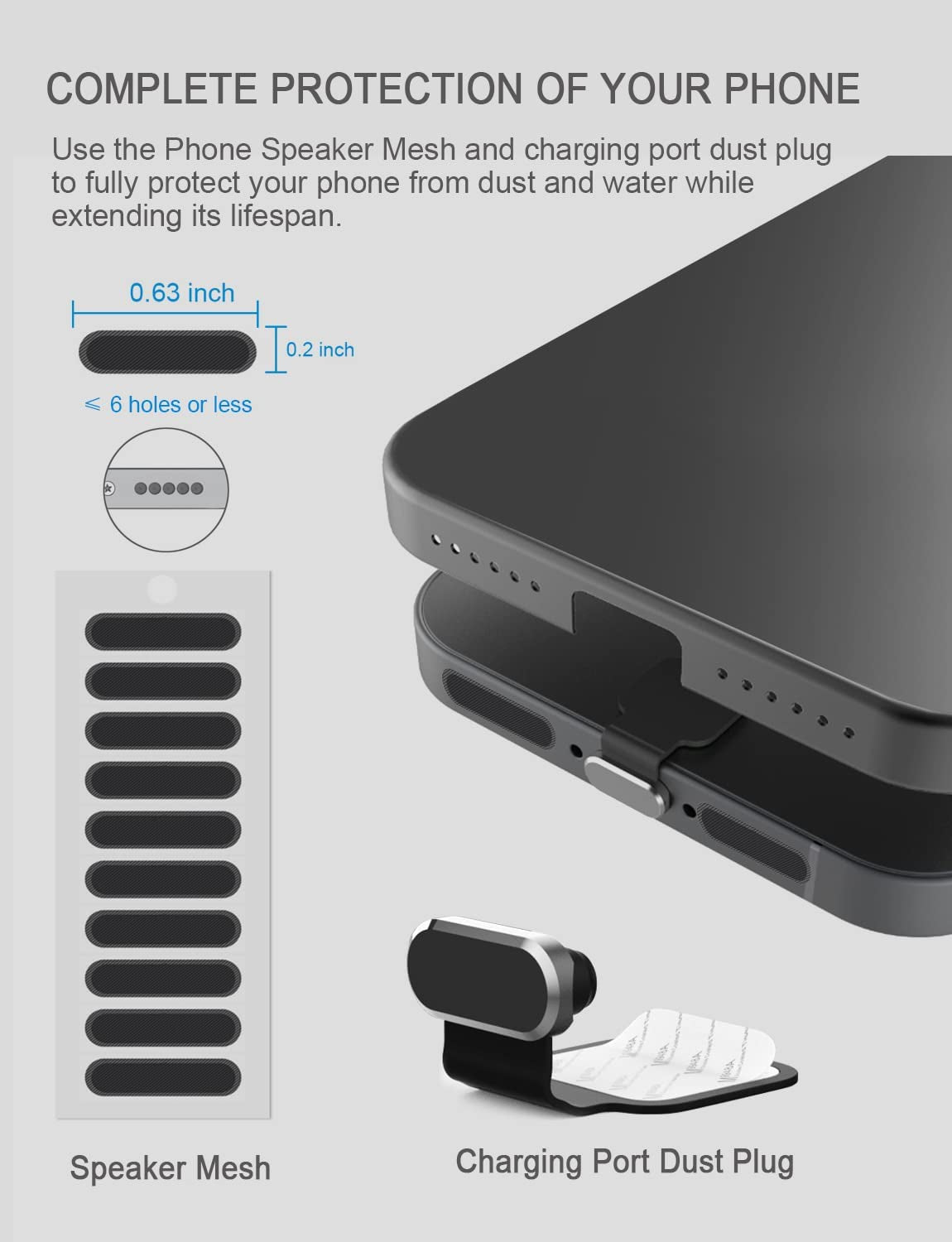 Gavemi Iphone Dust Plug Speaker Cover Kit for Phone Charging Port Protective Cover, Compatible with Iphone (Black)  Gavemi   