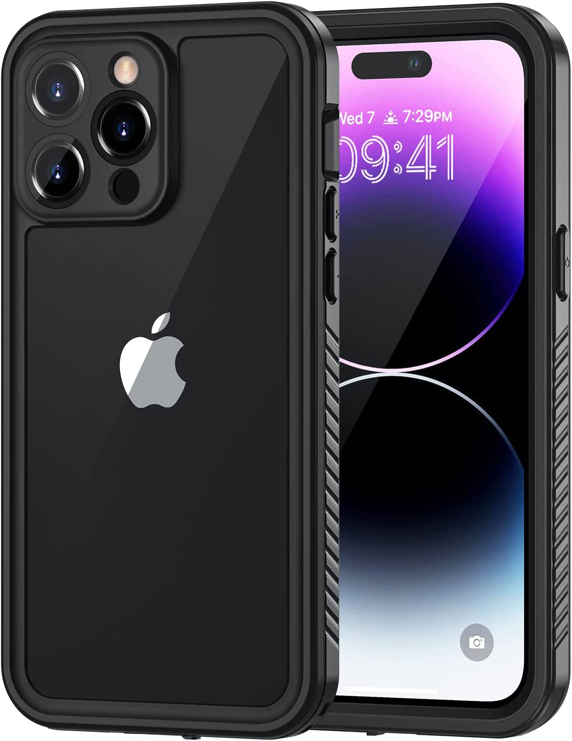 Lanhiem for Iphone 14 Case, IP68 Waterproof Dustproof Shockproof 14 Case with Built-In Screen Protector, Full Body Sealed Protective Front and Back Cover for Iphone 14, 6.1 Inch (Purple)  Lanhiem Black for iPhone 14 Pro 