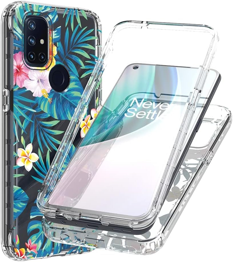 Vokuha for Oneplus Nord N10 5G Case, Oneplus N10 5G Case for Girls, Clear Slim Shockproof Pattern Soft Flexible TPU Rubber Back Phone Protective Cover Cases for Oneplus Nord N10 5G (Blue Butterfly)  Vokuha Flowers  Leaves  