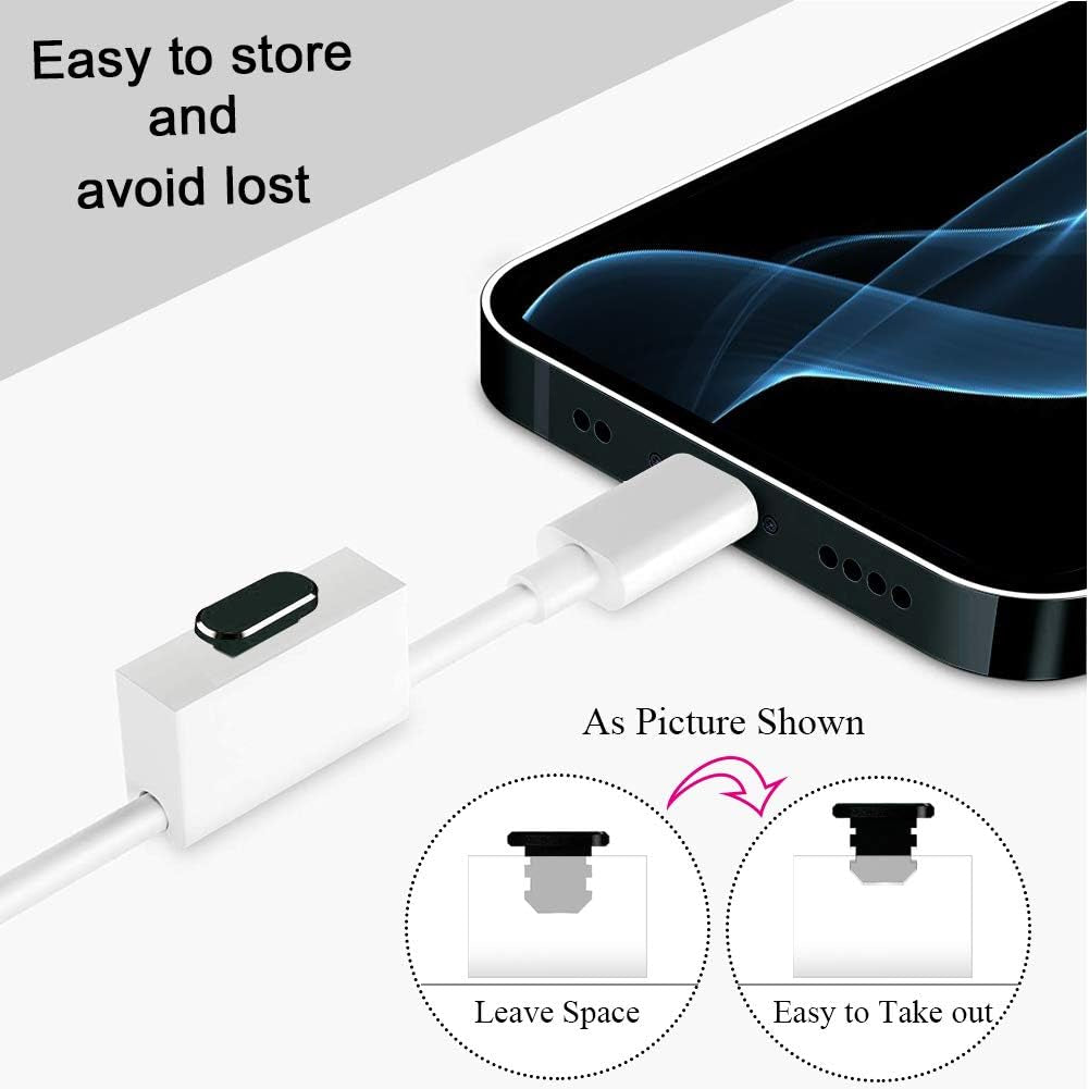 VIWIEU Metal anti Dust Plug Compatible with Iphone 14 13 12 11 X XS XR 8 7 SE Mini plus Pro Max Ipad Airpods, 2 Pack Lightning Charging Port Cover Protectors with Plug Holder and Storage Box (Black)  VIWIEU   