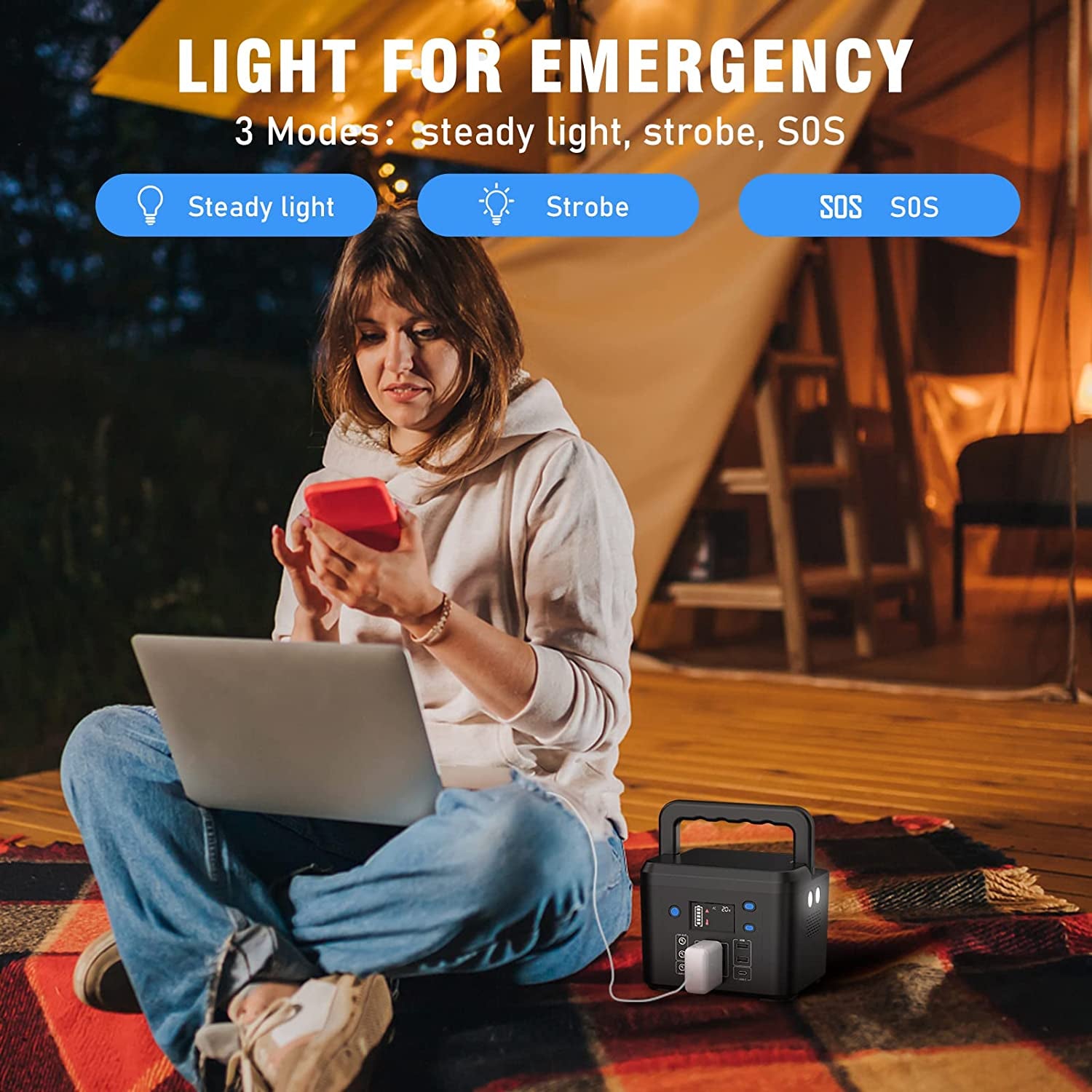 200W Portable Power Station, Powkey 120Wh/33,000Mah Power Bank with AC Outlet, 110V 6 Outputs Power Generator External Battery Pack with LED Light for Home Use and Outdoor Camping  Hengke Energy(GuangDong) Co., Ltd   