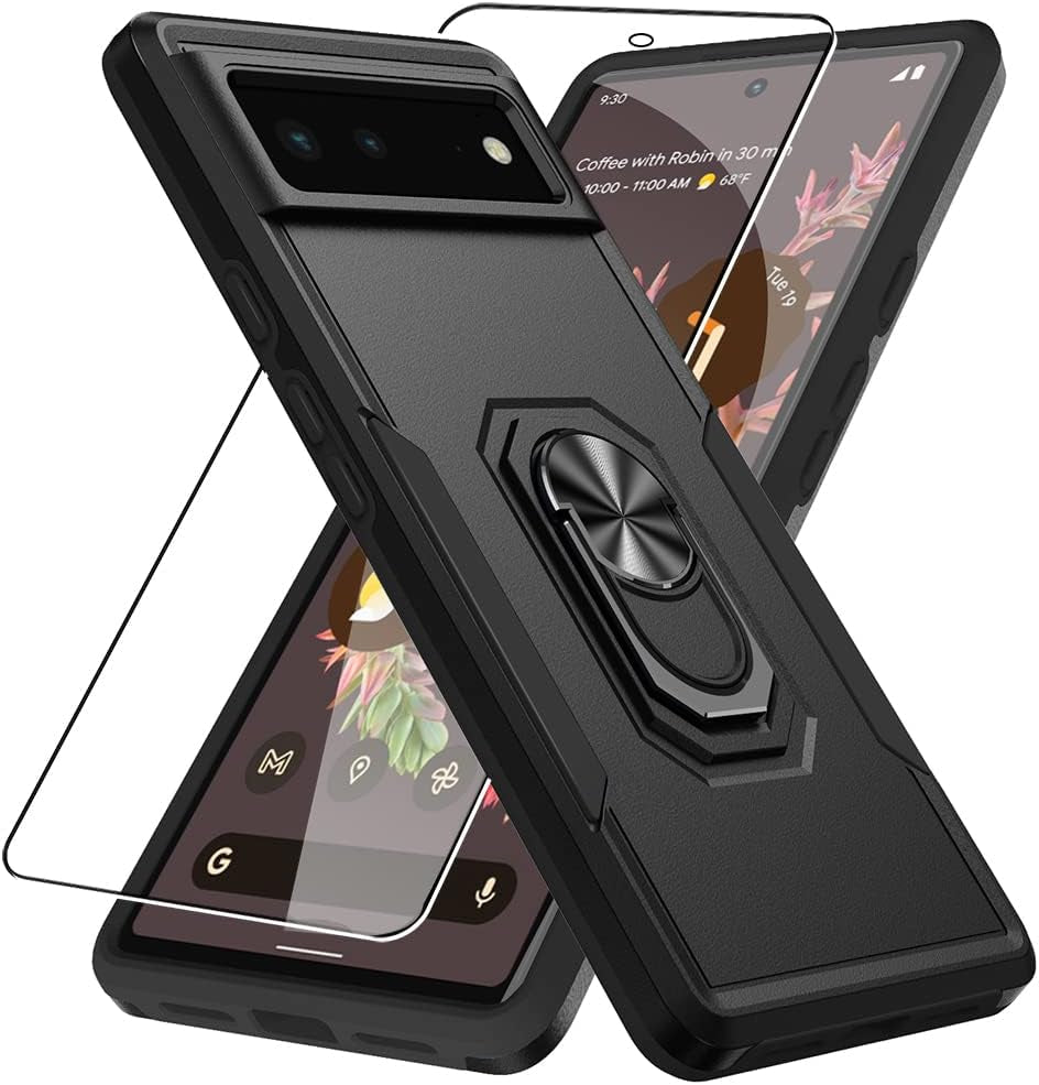 Niopiee for Galaxy A32 5G Case Heavy Duty Shockproof Armor Case Hybrid Rugged Protective Phone Cover for Samsung A32 Full Body Anti-Scratch Magnetic Kickstand with Glass Screen Protector Black  NIOPIEE Google Pixel 6  