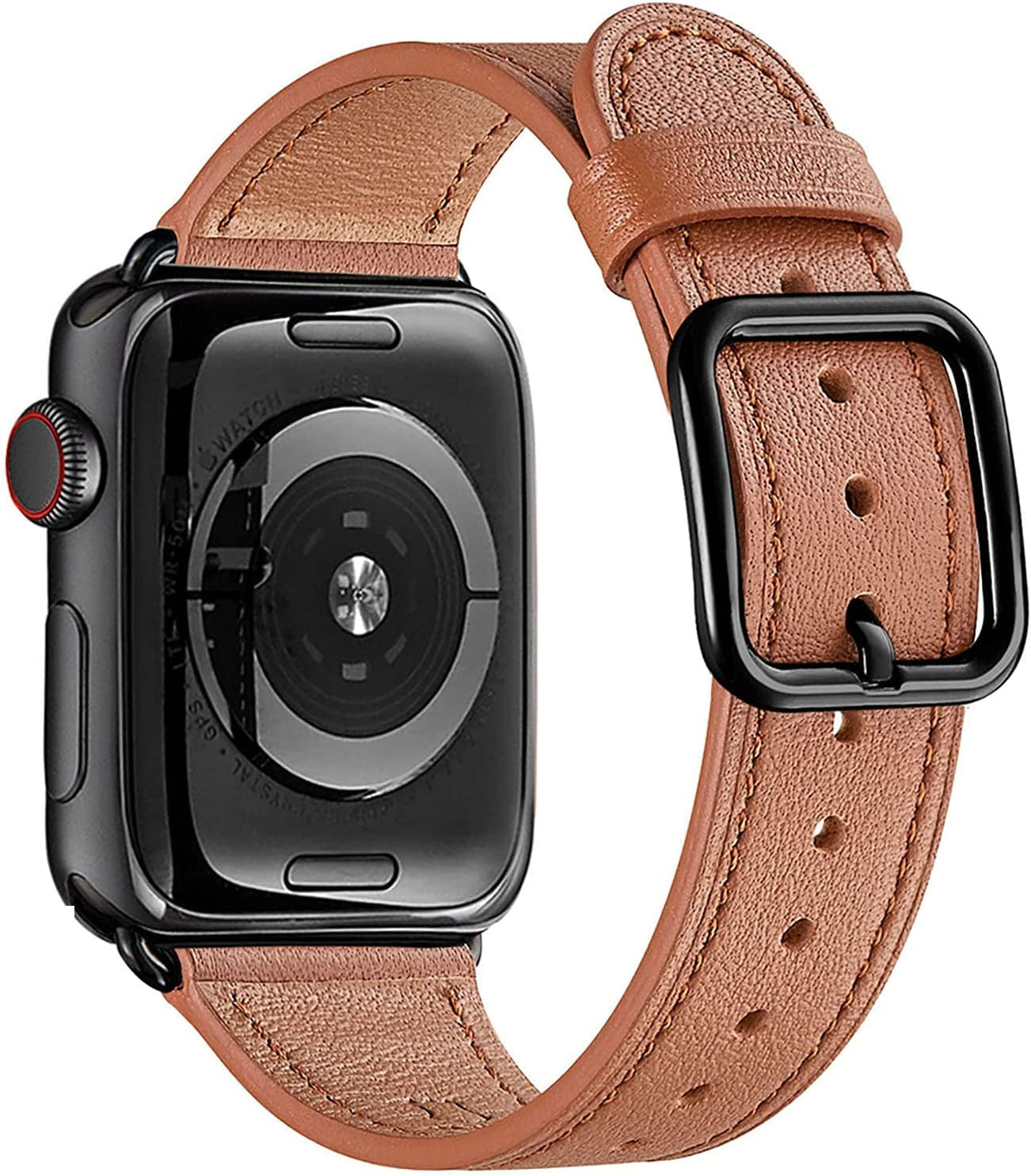 MNBVCXZ Compatible with Apple Watch Band 38Mm 40Mm 41Mm 42Mm 44Mm 45Mm 49Mm Women Men Girls Boys Genuine Leather Replacement Strap for Iwatch Series 8 7 6 5 4 3 2 1 Iwatch Ultra SE (Pink Sand/Rose Gold)  MNBVCXZ-US Brown/Black 42mm 44mm 45mm 49mm 