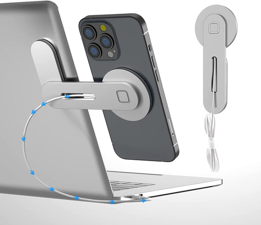 Laptop Phone Holder,15W Fast Wireless Charger Magnetic Phone Holder for Laptop,Adjustable Phone Monitor Side Mount for Iphone 14/13/12 Series, Slim Portable Foldable Computer Expansion Bracket  KALVATAY   