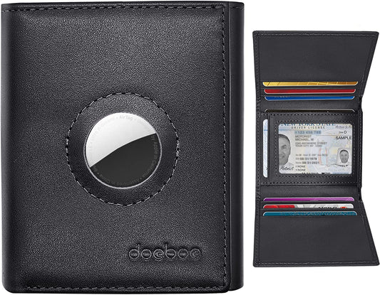 Doeboe Trifold Airtag Wallet for Men Women Genuine Leather, Minimalist RFID Wallet for Apple Air Tag Tracker, Men'S Leather Trifold Wallet for Credit Card, Cash, Large Capacity, Airtags Accessories  doeboe   