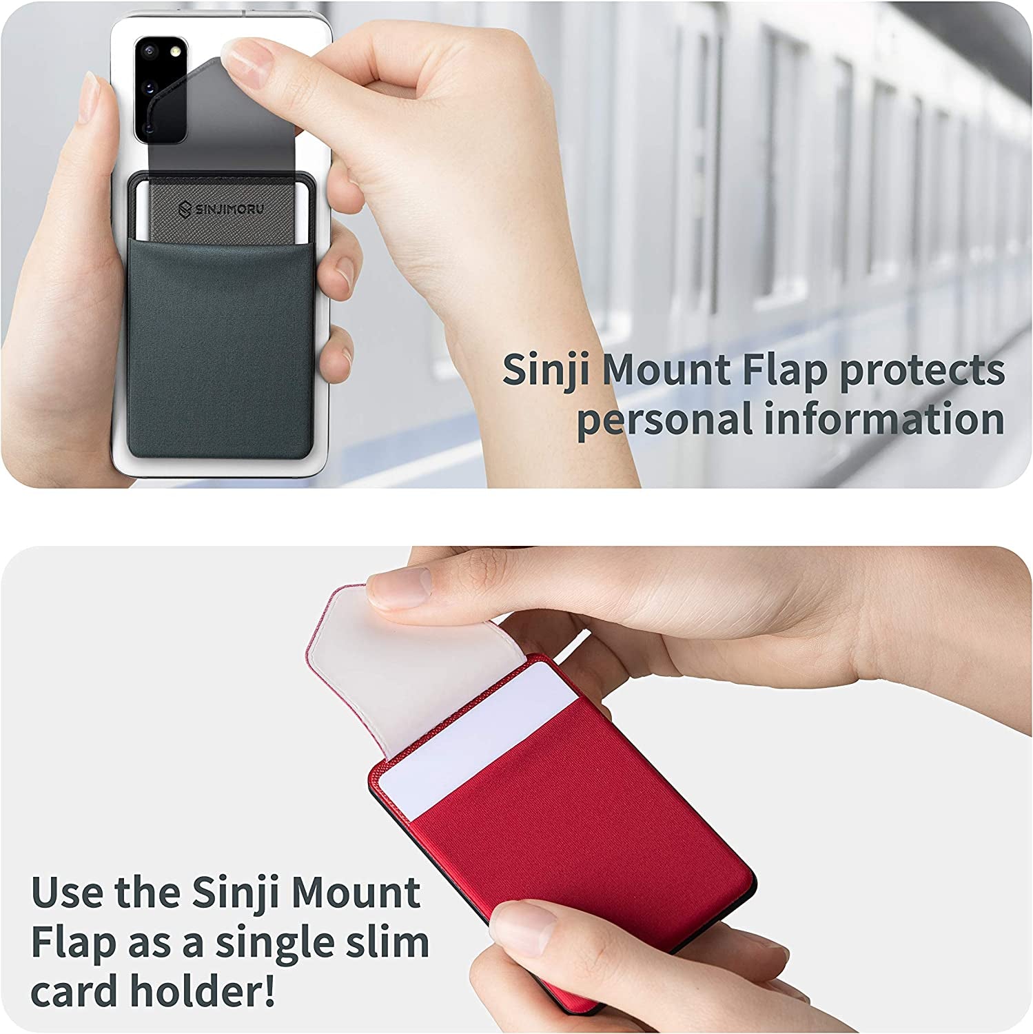 Sinjimoru Removable Cell Phone Wallet with Flap, Wireless Charging Compatible Cell Phone Card Holder for Back of Phone. Sinji Mount Flap Black  Sinjimoru Co.Ltd   