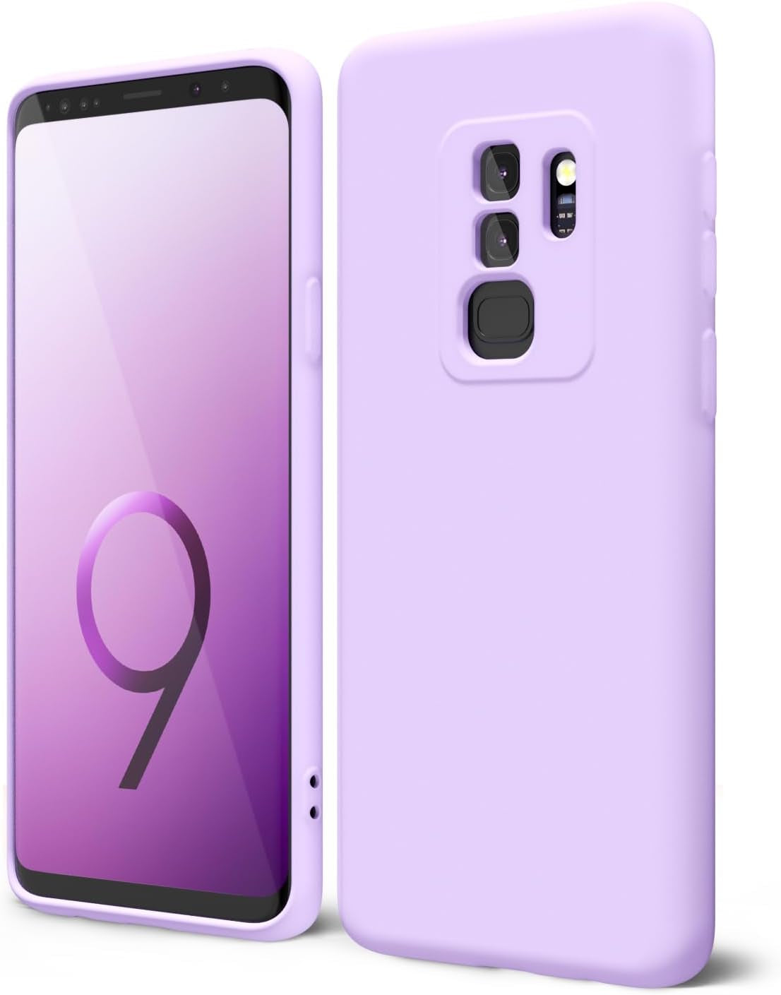 Oakxco for Samsung Galaxy S9 plus Phone Case Liquid Silicone Grip, Cute Thin Slim Soft Rubber TPU Plain Smooth Gel Cover for Women Girl, Matte Solid Protective & Shockproof, Aqua Sky Baby Light Blue  Oakxco   