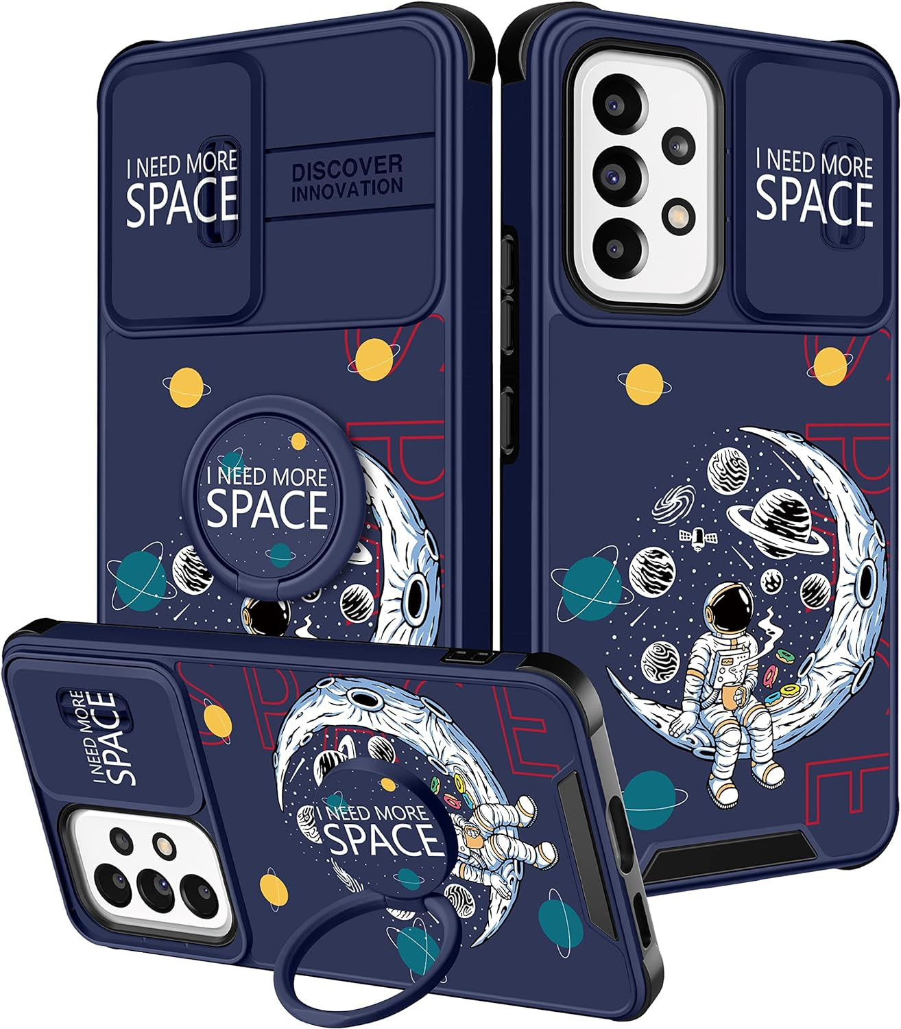 Funermei (2In1 for Samsung Galaxy A53 5G Phone Case for Women Cute Girls Cover Butterfly Girly Kawaii Aesthetic Butterfly Design with Camera Cover and Ring Stand Funda for Samsung A53 5G Case  Funermei 5-For A53 5G-Space  