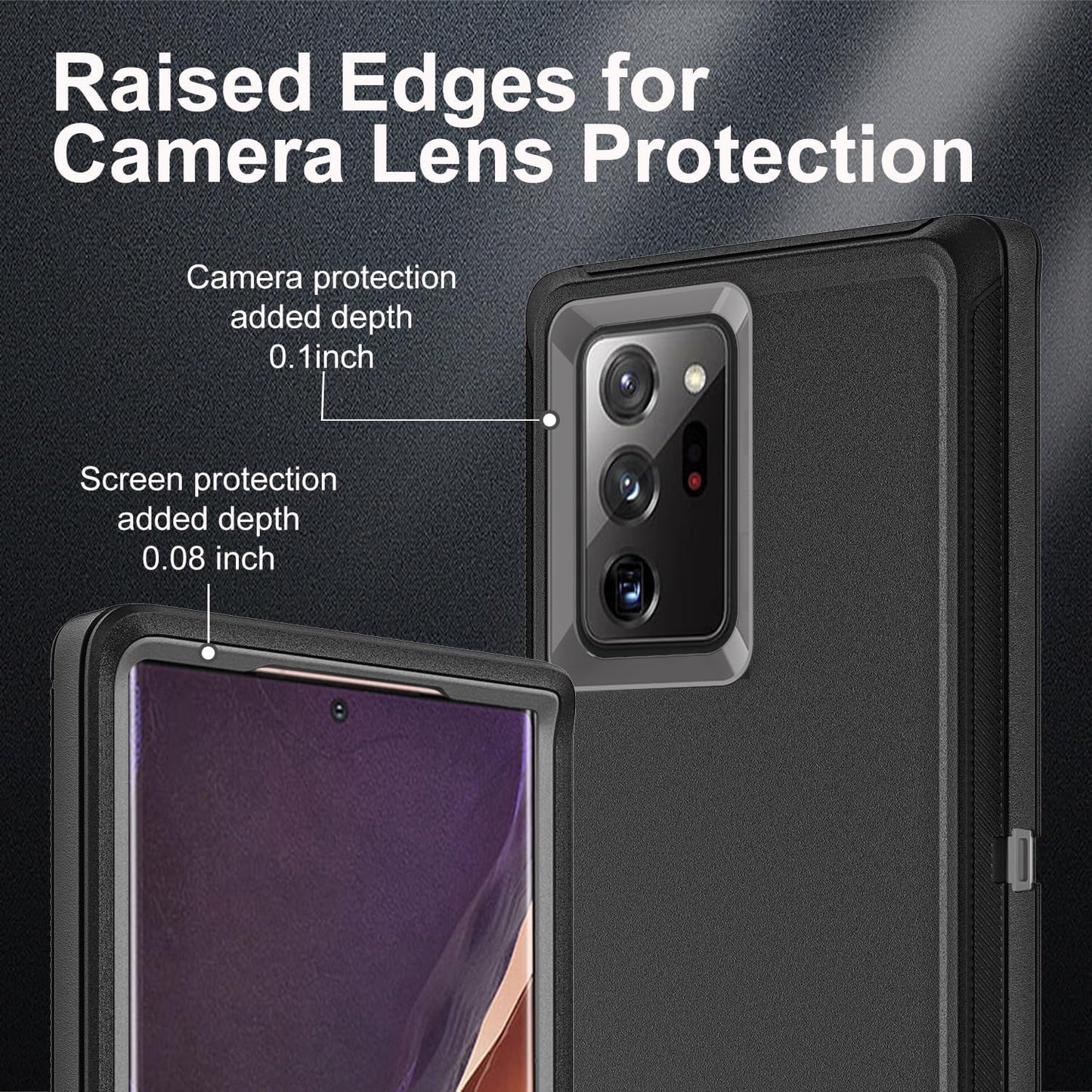 YKHJKLEC for Samsung Galaxy Note 20 Ultra Case, with 2Pcs [Self Healing Flexible TPU Screen Protector & Camera Lens Protector] 3 in 1 Heavy Duty Case for Galaxy Note 20 Ultra 5G (Black/Grey)  YKHJKLEC   