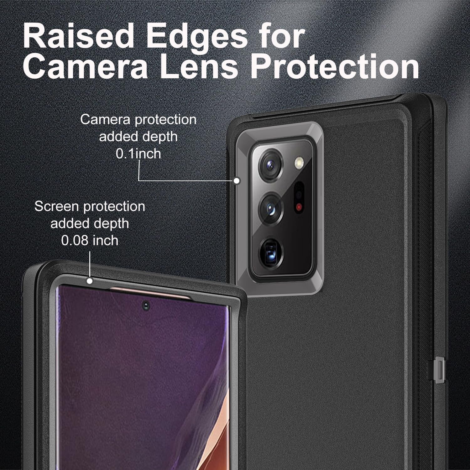 YKHJKLEC for Samsung Galaxy Note 20 Ultra Case, with 2Pcs [Self Healing Flexible TPU Screen Protector & Camera Lens Protector] 3 in 1 Heavy Duty Case for Galaxy Note 20 Ultra 5G (Black/Grey)  YKHJKLEC   