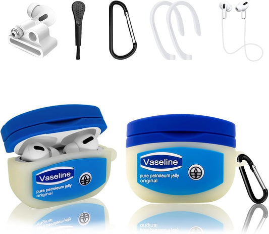 WQNIDE Blue Bottle Case,6In1 Accessories Set Silicone Protective Cover,Cute 3D Fashion Fun Character Design,With Keychain Kids Women Men for Airpods Pro Case -2019 (Vaselin)  WQNIDE   