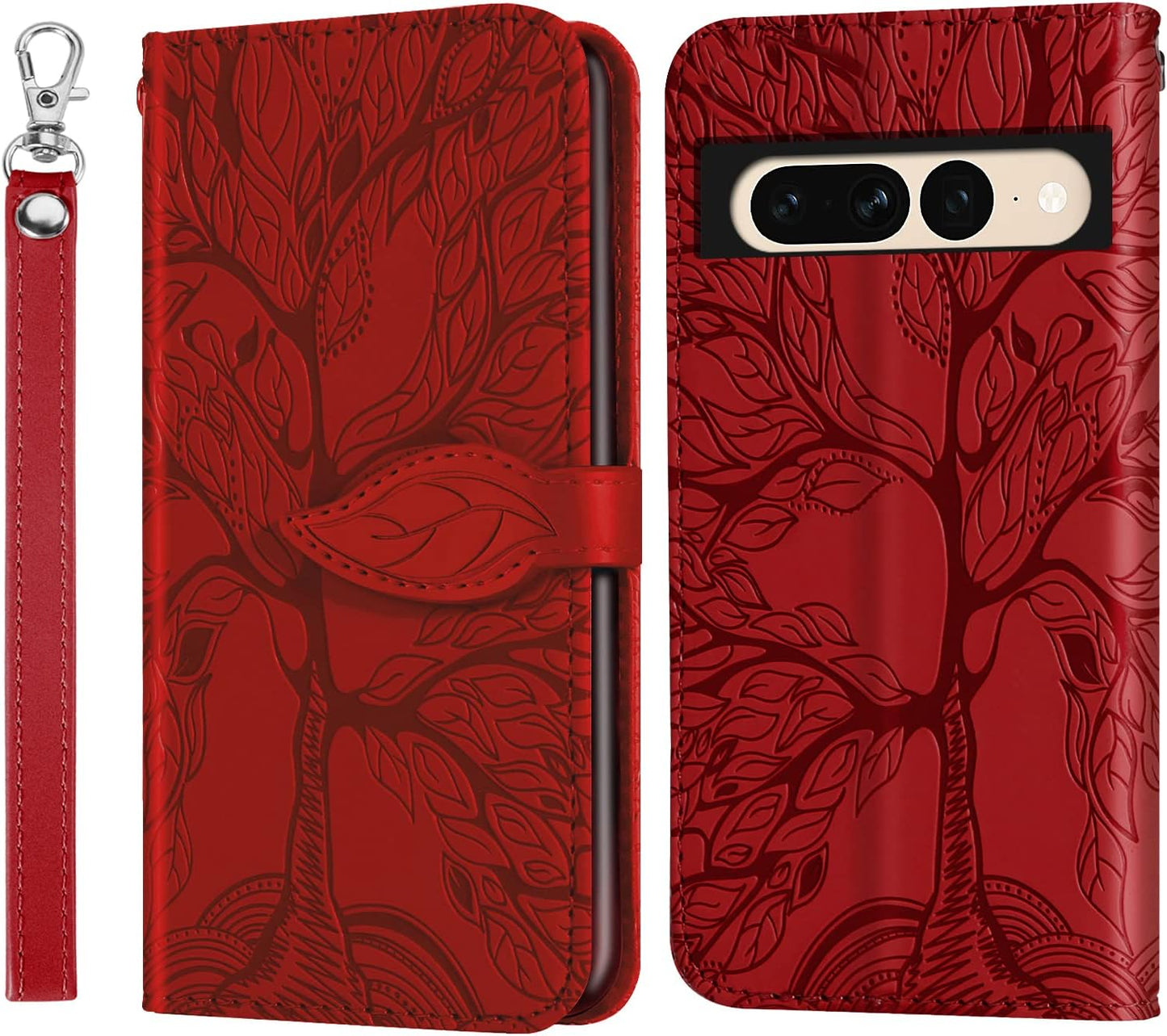 Varohix Google Pixel 6 Wallet Case with Card Holder/Slot,Pu Leather Folio Flip Shell [Kickstand][Magnetic Closure][Wrist Strap] Shockproof Cover Fit Google Pixel 6(6.4''),Brown  Varohix Red Google Pixel 7 Pro(6.7 Inch) 