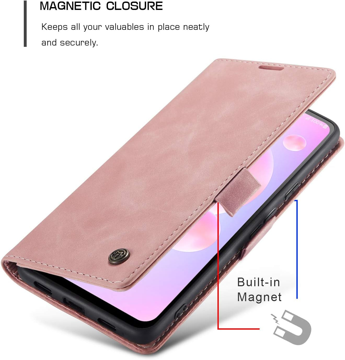 HAII Google Pixel 5 Case, Flip Fold Leather Wallet Case with Credit Card Slot and Kickstand Magnetic Closure Protective Cover for Google Pixel 5 2020 (Pink)  HAII   