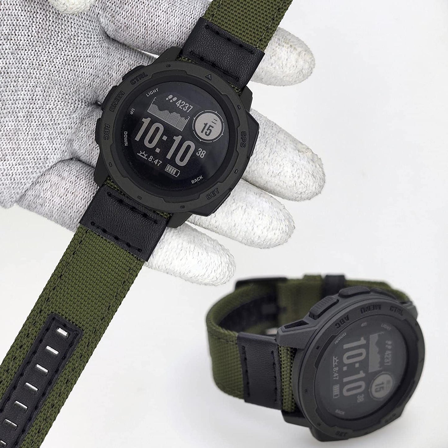 Abanen 22Mm Nylon Military Style Watch Bands for Garmin Instinct/Instinct 2 Solar, Woven Fabric Durable Wristband Strap for Garmin Instinct Tactical/Tide/Esports/Instinct Solar  Abanen   