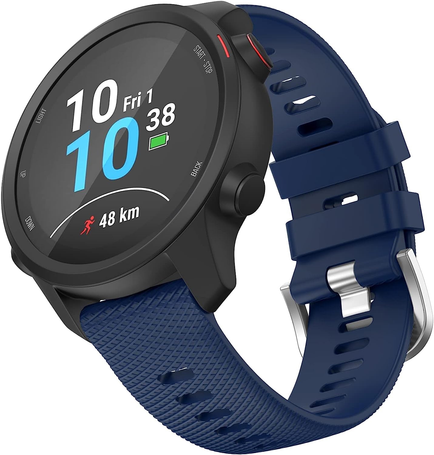 OVERSTEP Compatible with Garmin Vivoactive 3, Venu 2 Plus, Venu SQ Band, 20Mm Wrist Strap Quick Release Waterproof Soft Silicone Bands for Vivoactive 3 Music, Vivomove Hr, Forerunner 645/245 Music Smartwatch  OVERSTEP Midnight Blue  