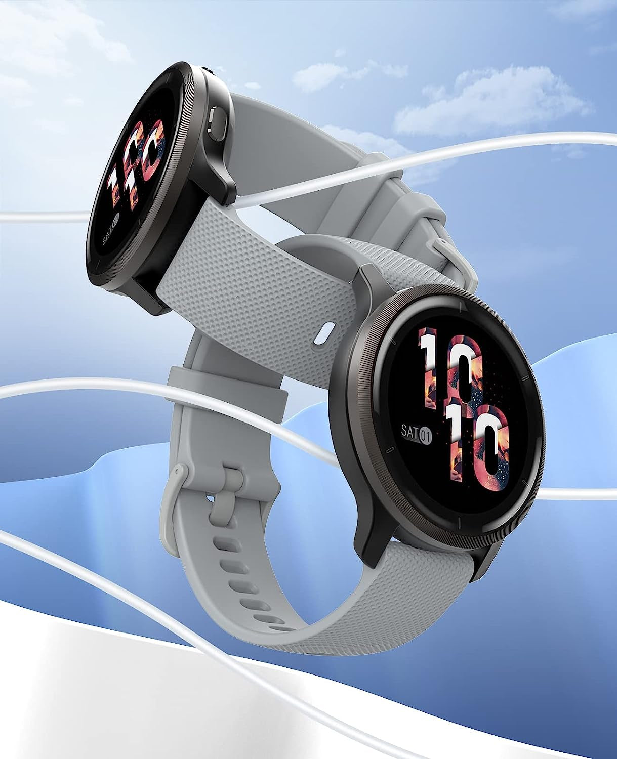 Moko Watch Band Compatible with Garmin Forerunner 255S/255S Music/Vivoactive 4S/Venu 2S/Vivomove 3S Smartwatch, 18MM Soft Silicone Adjustable Replacement Strap  MoKo   