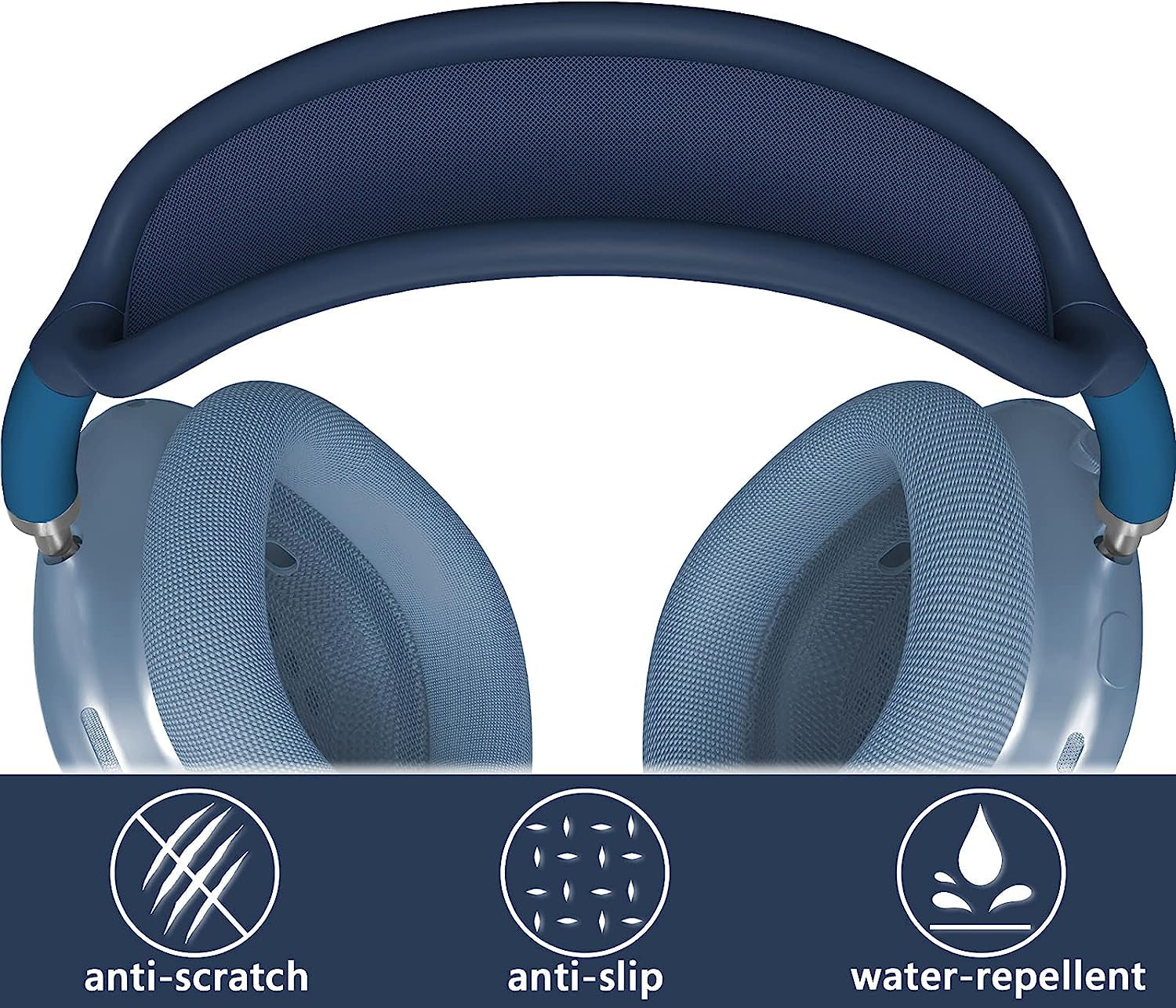 Geekria Silicone Headband Cover Compatible with Airpod Max Headphone, Headband Protector/Headband Replacement Easy DIY Installation No Tool Needed (Blue)  GEEKRIA   