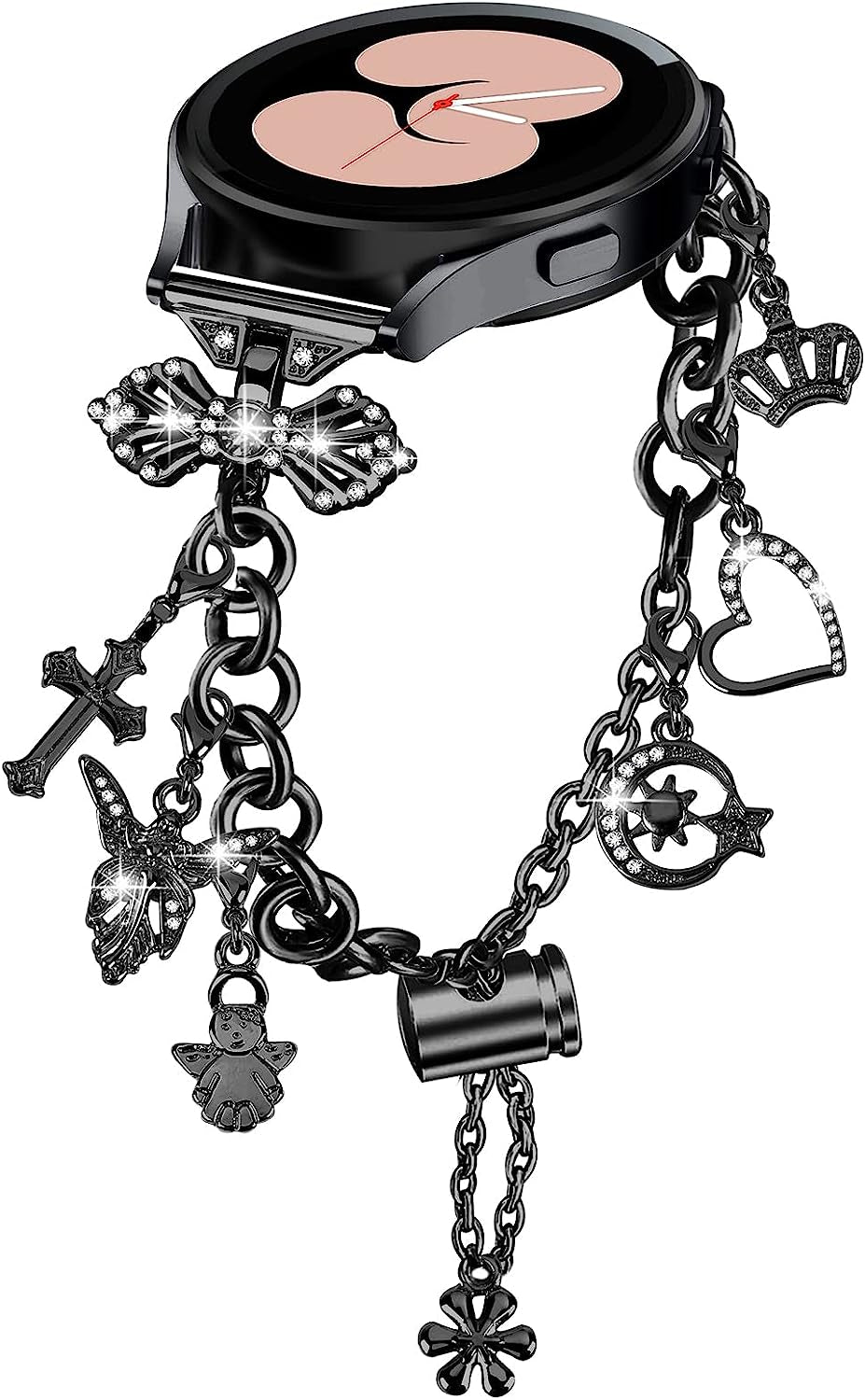 Yomisa Compatible with Samsung Galaxy Watch 5&4/Active 2 40Mm 44Mm Band/Galaxy Watch 5 Pro 45Mm/Watch 4 Classic 42Mm 46Mm,20Mm Bling Diamond Bracelet Cute Charms Dressy Jewelry Metal Strap for Women  Yomisa Black  