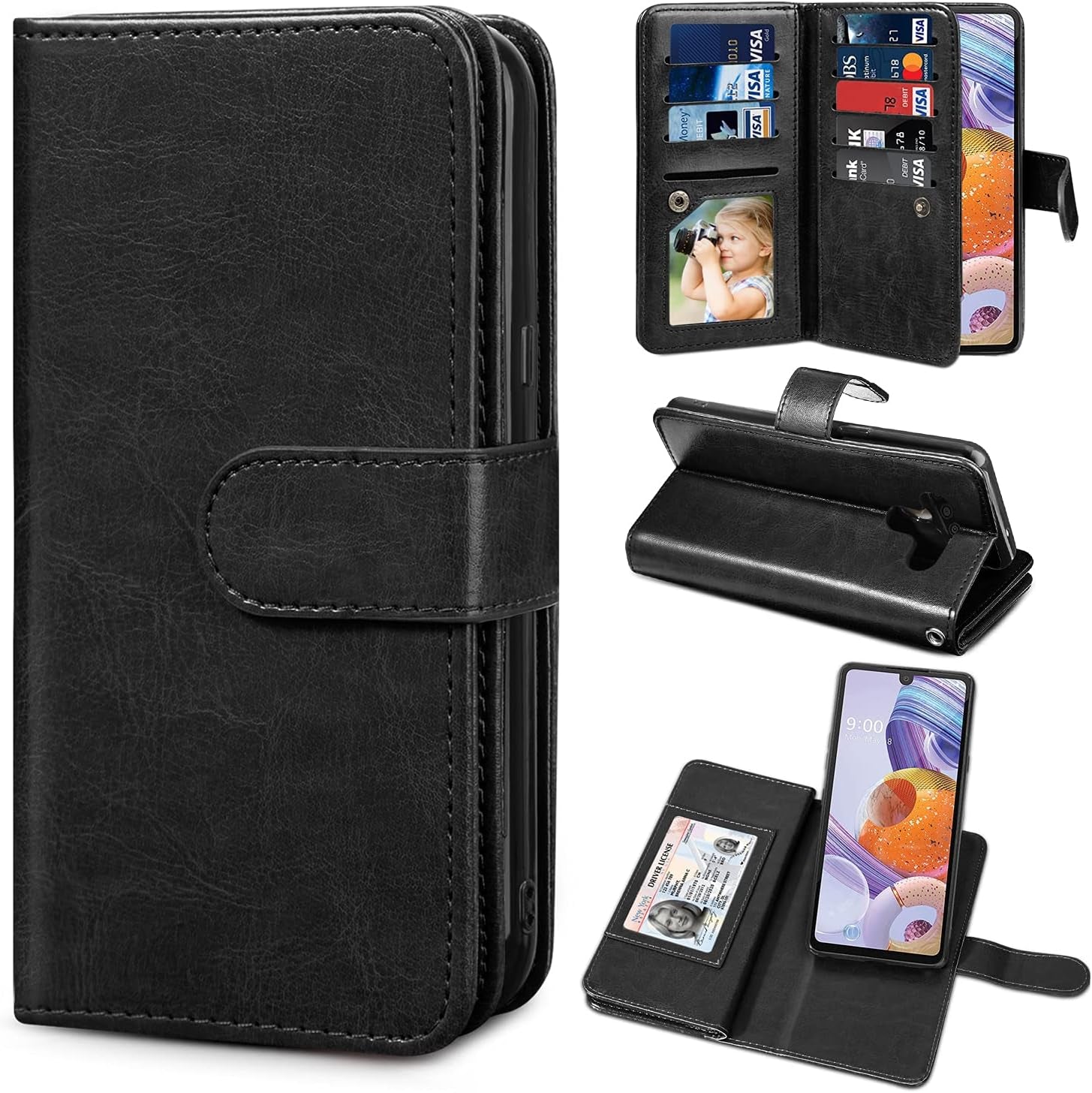 TILL for LG V40 Thinq / V40 Storm Case, LG V40 Thinq / V40 Storm [PU Leather] Flip Wallet Case [Cash & Card Slot Holder] [Kickstand] Detachable Magnetic Folio Protective Case Cover [Brown]  TILL Lg Stylo 6 (Black) Lg Stylo 6 