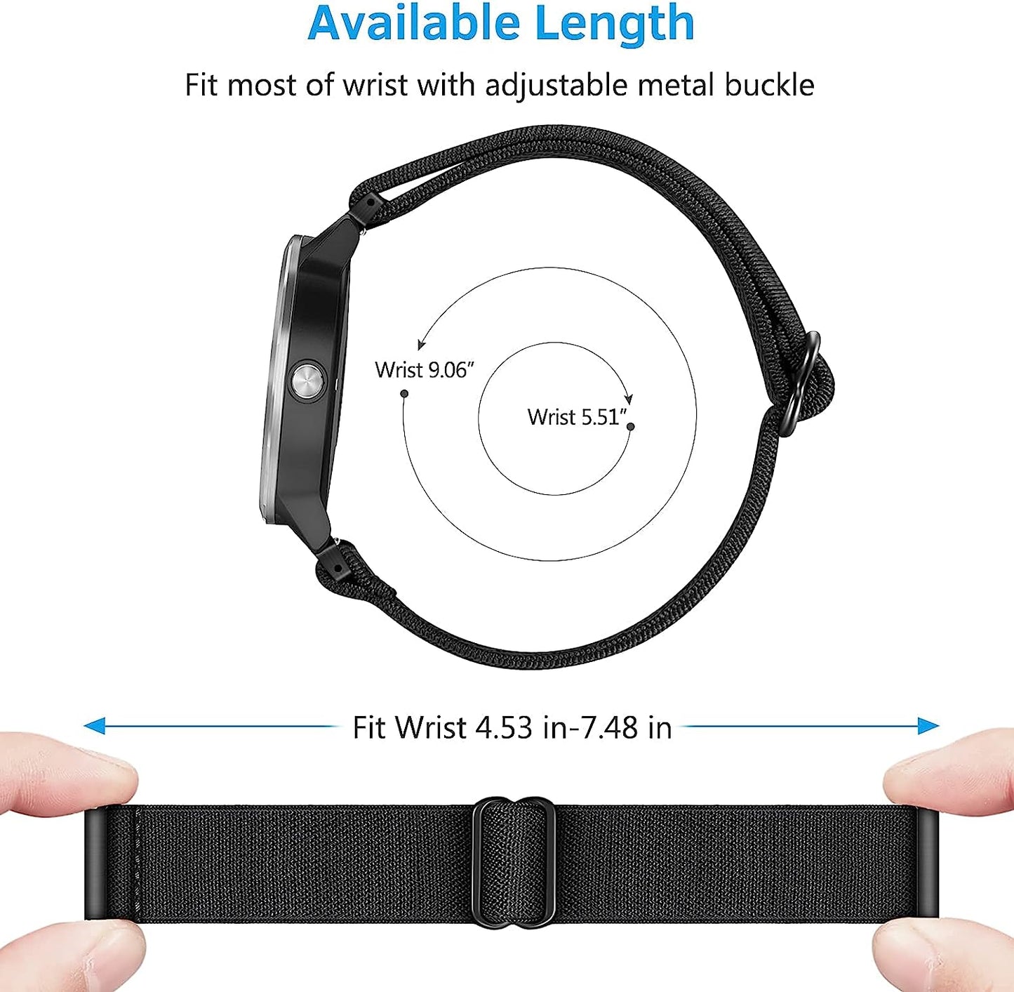 Fintie Elastic Band Compatible with Garmin Vivoactive 3/Garmin Venu Sq/Venu 2 Plus, 20Mm Soft Nylon Stretchy Band Replacement Strap Compatible with Garmin Vivoactive 3 Music/Forerunner 245 Music/Forerunner 265 Music Smartwatch  Fintie   
