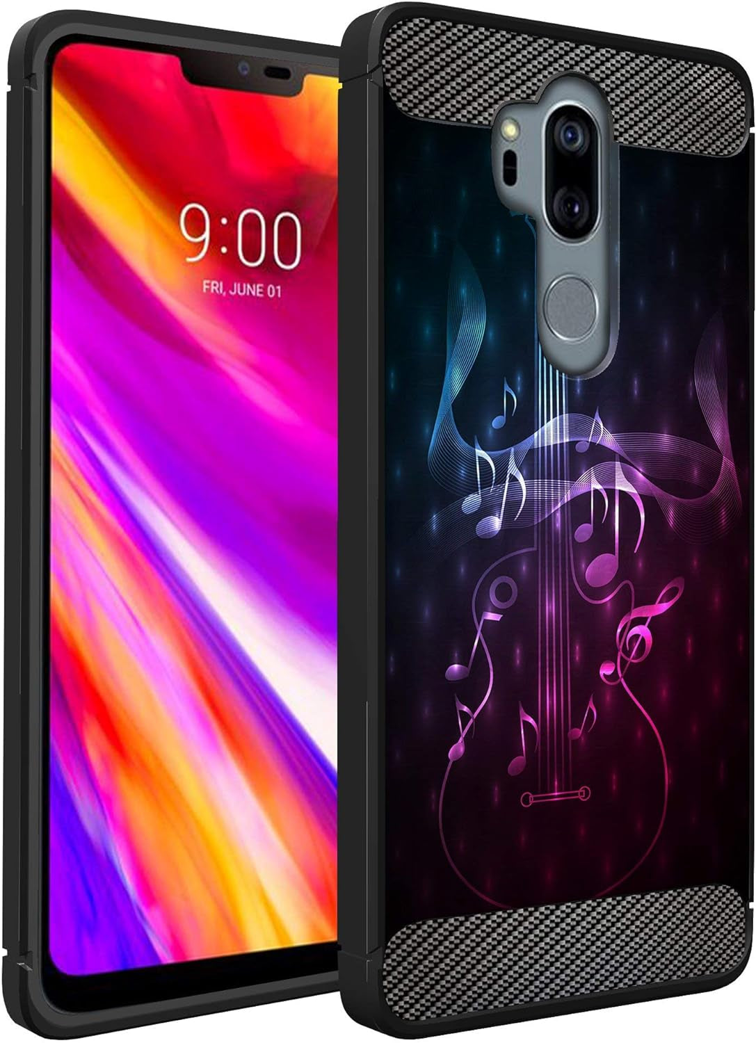 Casesondeck Case Compatible with [LG G7 Thinq | LG G7] LG G7 Design Case, Slim Black Flexible Sleek Shock Protection TPU Case (Pink Galaxy Stars)  CasesonDeck Guitar Music  
