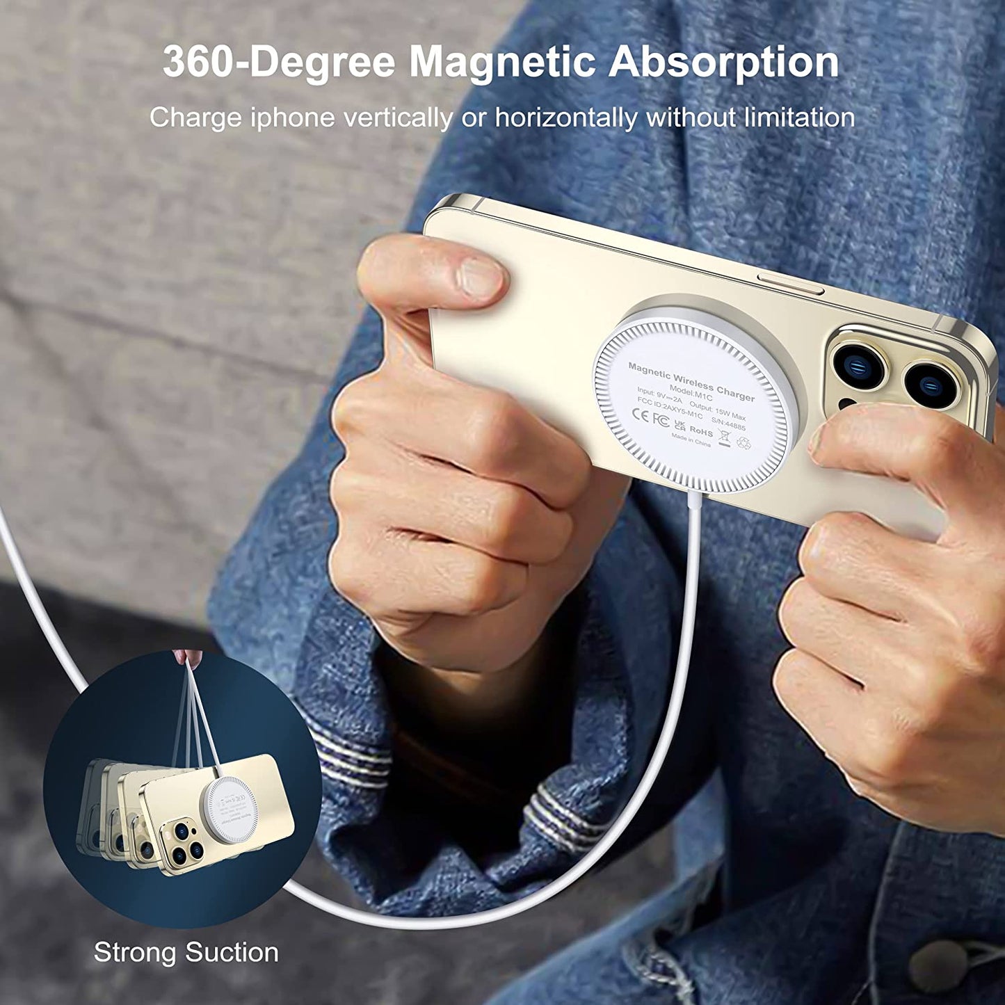 Magnetic Wireless Charger, 15W Magnetic Charging Pad with 20W USB C PD Adapter, Mag-Safe Charger Compatible with Iphone 14/Pro/Max/Plus/13/12 Series, Airpods 3/Pro 2/Pro  CUCICU   