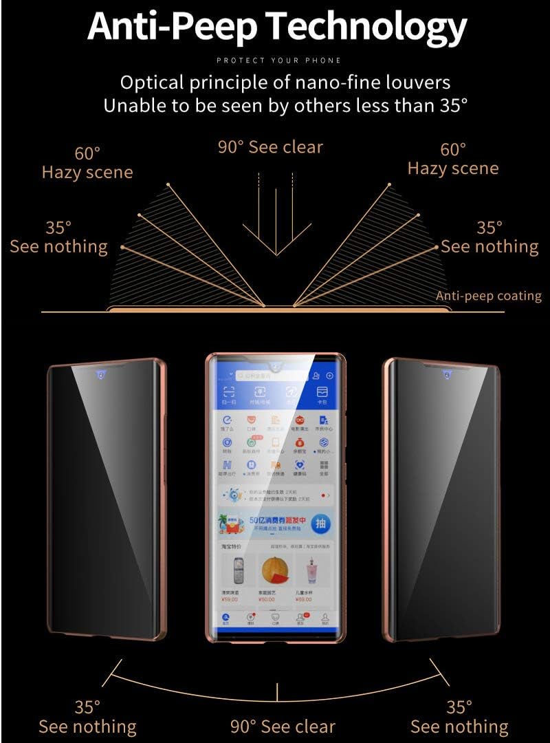 Galaxy Note 20 Ultra Case,Shinetop Privacy Anti-Peeping Magnetic Adsorption Case Metal Frame Front & Back Tempered Glass Flip Anti-Spy Cover Protective Case for Samsung Galaxy Note 20 Ultra (6.9 Inch)  Shinetop   