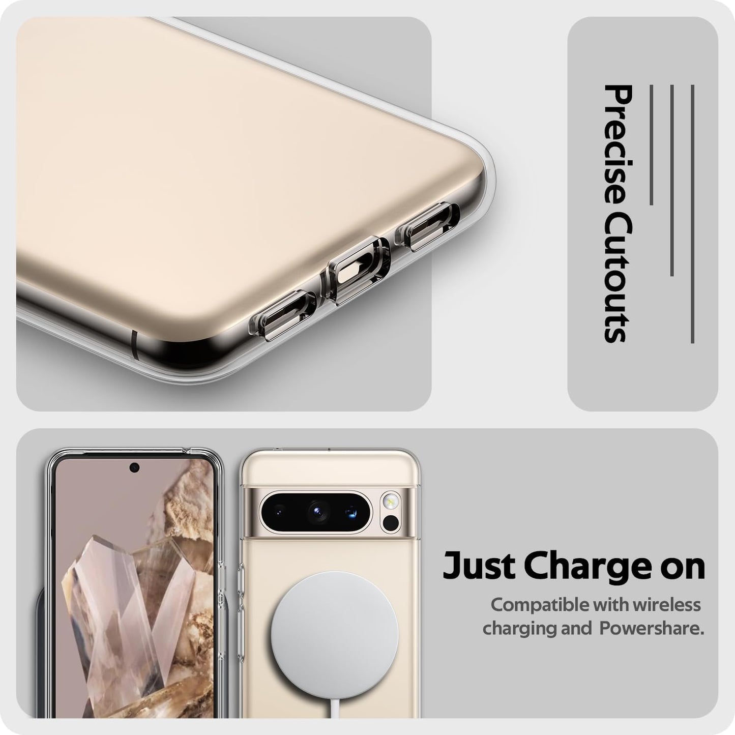 Aeska Clear Case for Google Pixel 8 Pro, Ultra [Slim Thin] Flexible Scratch Resistant Transparent TPU Shockproof Gel Rubber Soft Silicone Protective Phone Case Cover for Google Pixel 8 Pro (Clear)  Aeska   