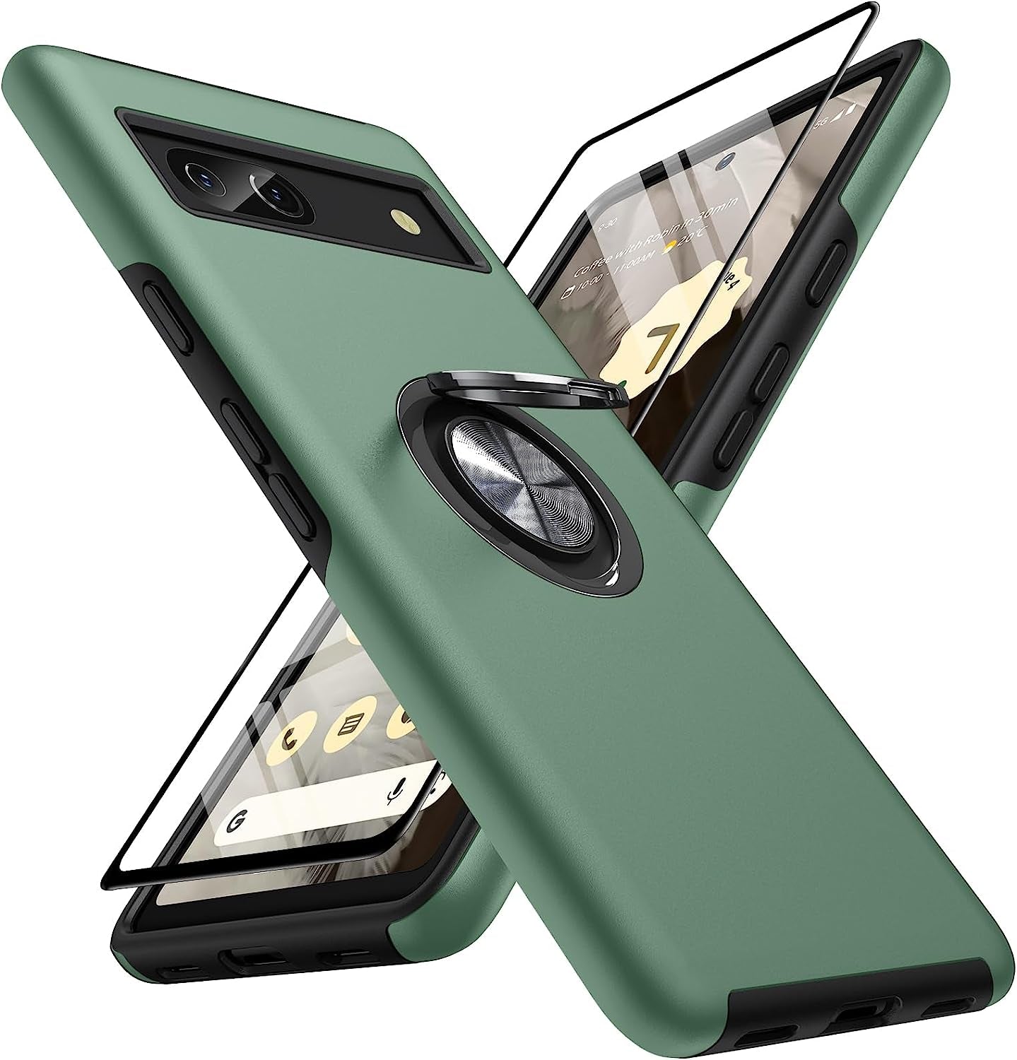 AOUIA Case for Pixel 7A 6.1 Inch, with 1Pcs Tempered Glass Screen Protector, [TPU+PC] Shockproof Protection Dual Layer Case for Google Pixel 7A, Purple  AOUIA Alpine Green  