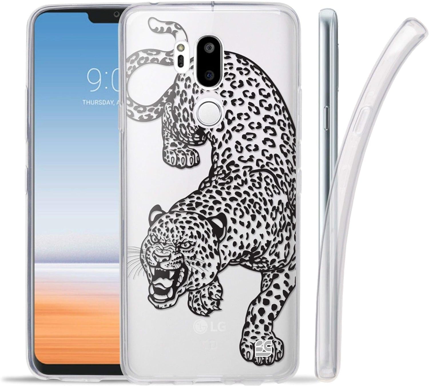 Goldenbeetle GB Flexible TPU Ultra Lightweight Cover [Scratch-Proof] Gel Skin Case Compatible with LG G7 Thinq / G7+ G710 (White Rosy Heart)  GoldenBeetle Cheetah  