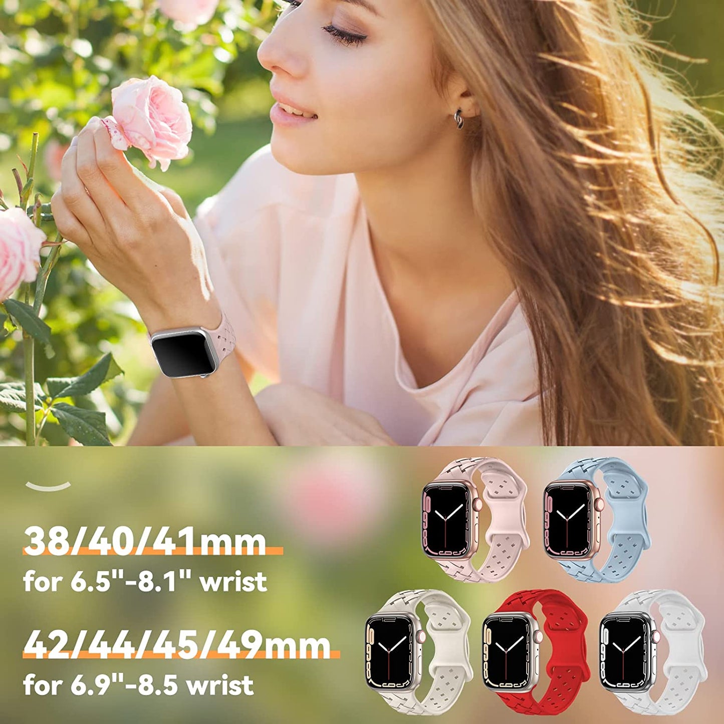 Arctime 5 Pack Soft Silicone Bands Compatible with Apple Watch Band 38Mm 40Mm 41Mm 42Mm 44Mm 45Mm 49Mm, Sport Strap Breathable Wristbands for Iwatch Ultra Series SE 8 7 6 5 4 3 2 1 Women Men  Arctime   