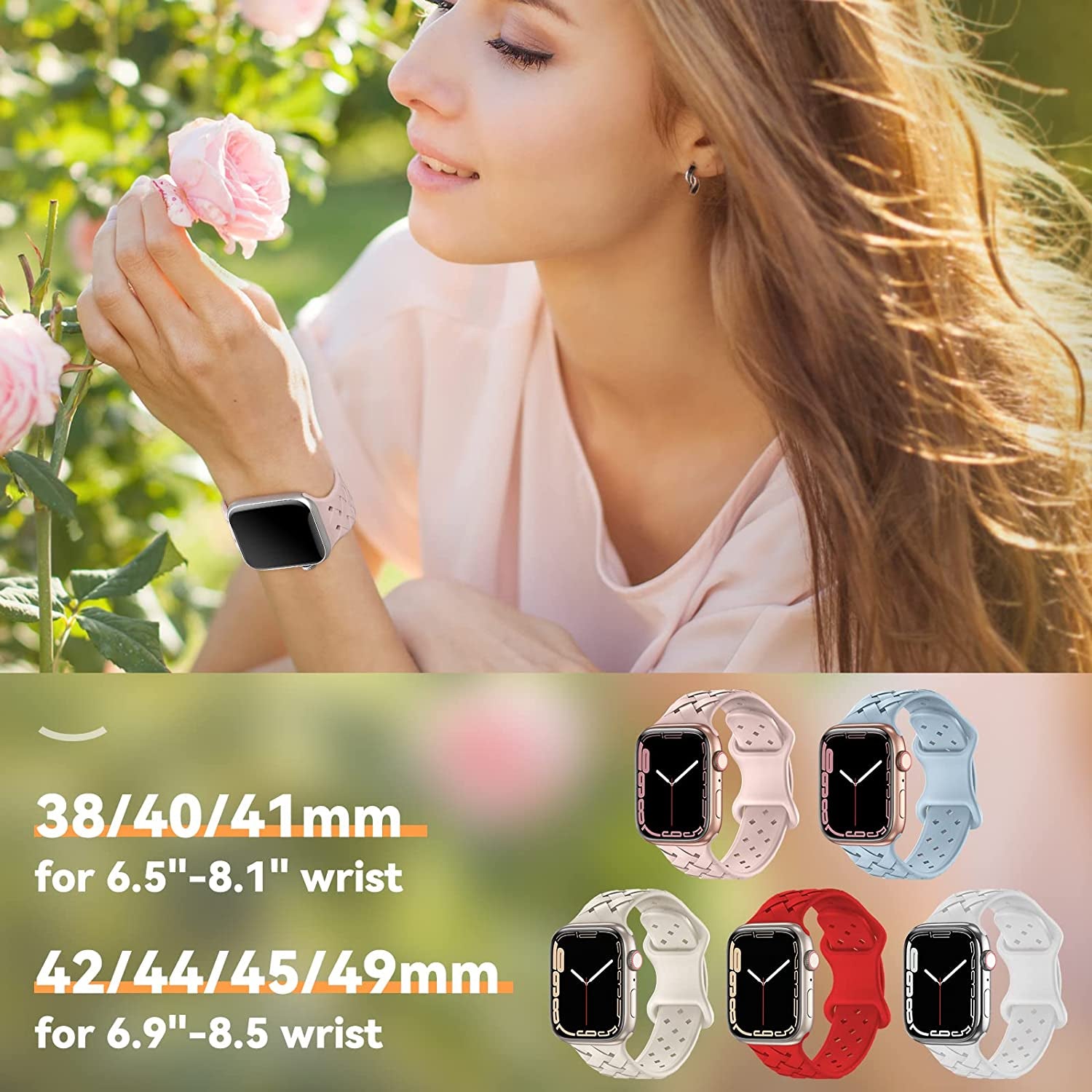 Arctime 5 Pack Soft Silicone Bands Compatible with Apple Watch Band 38Mm 40Mm 41Mm 42Mm 44Mm 45Mm 49Mm, Sport Strap Breathable Wristbands for Iwatch Ultra Series SE 8 7 6 5 4 3 2 1 Women Men  Arctime   