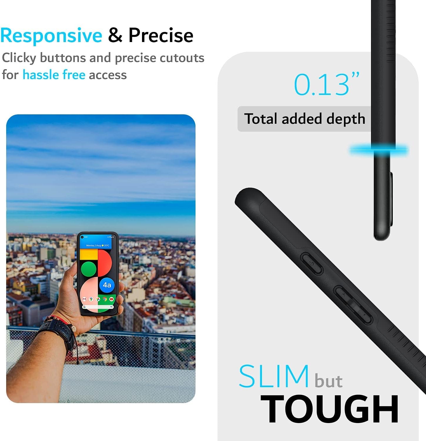 TUDIA Dualshield Designed for Pixel 4A 5G Case (2020), [Merge] Shockproof Dual Layer Military Grade Drop Protection Slim Protective Case Cover - Matte Black  TUDIA   